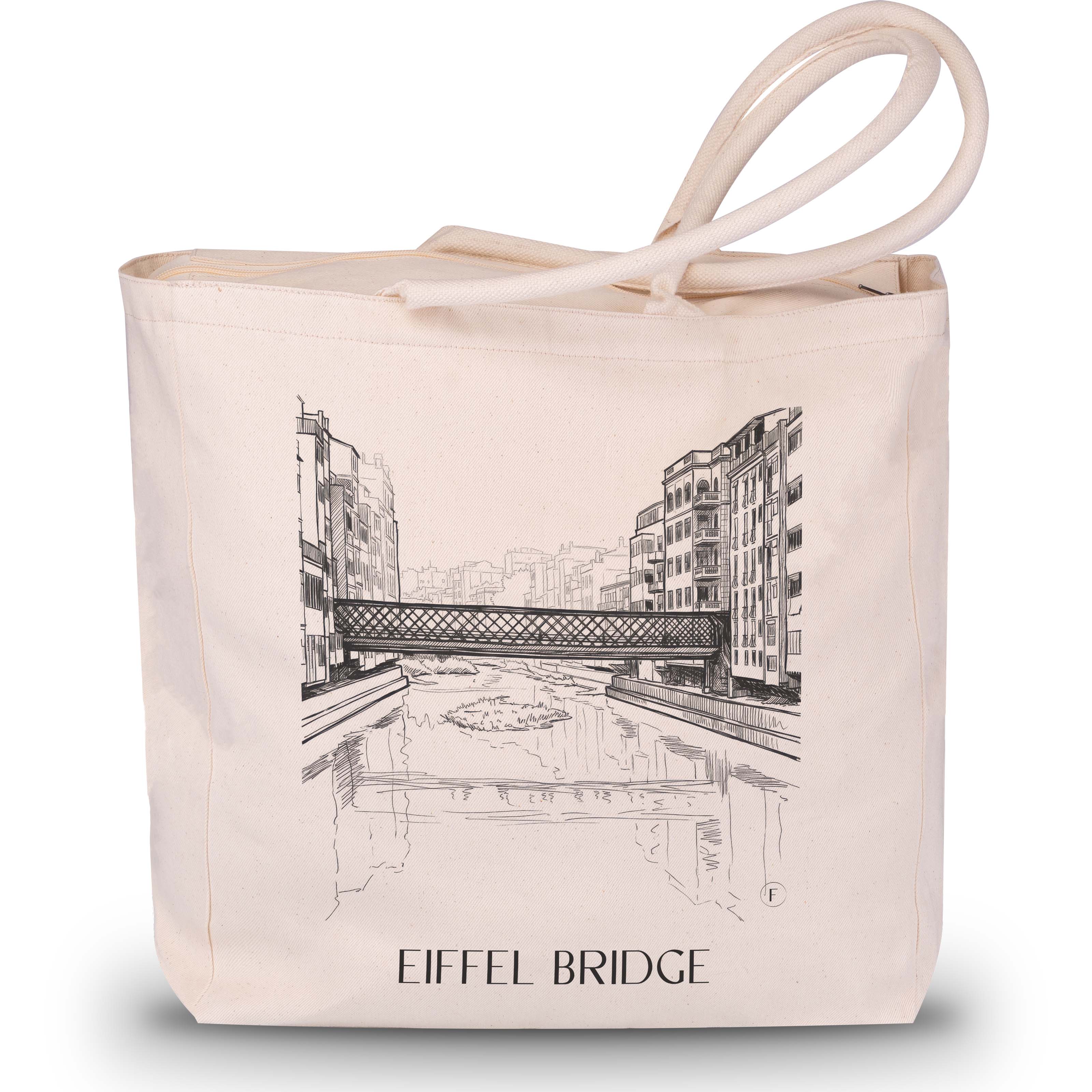 Pont de les Peixateries Velles Shopping Tasche - Girona - Spanien Tote Bag - Einkaufstasche im Skizze Stil - favplace