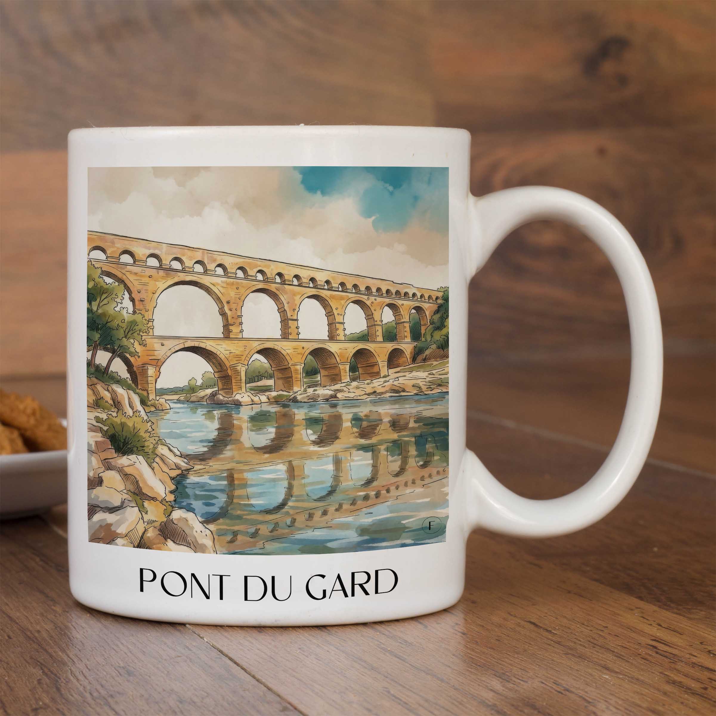pont-du-gard-nîmes-frankreich-kaffeebecher-aquarell
