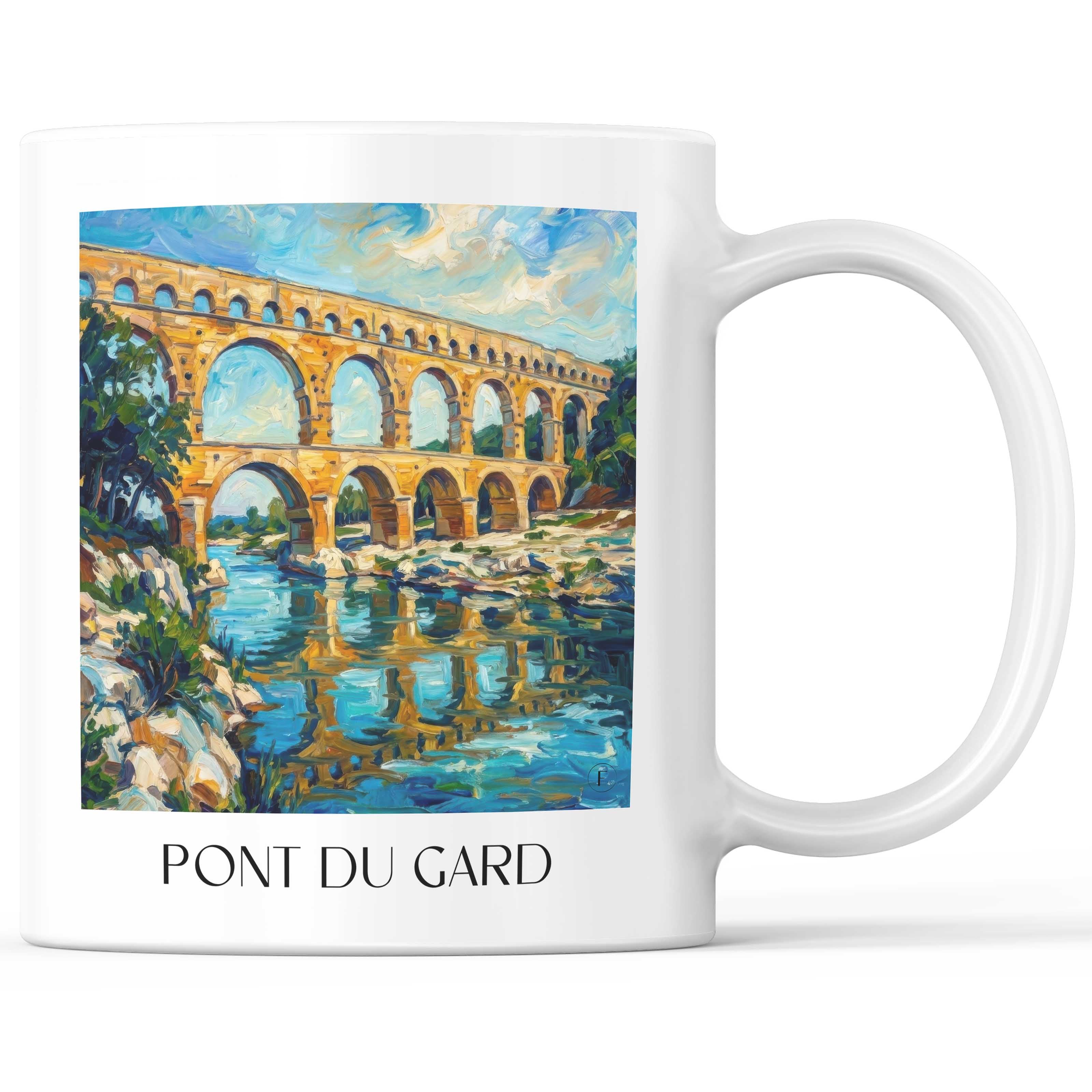 Pont du Gard Kaffeebecher - Nîmes - Frankreich Becher - Kaffeetasse im Ölgemälde Stil - favplace