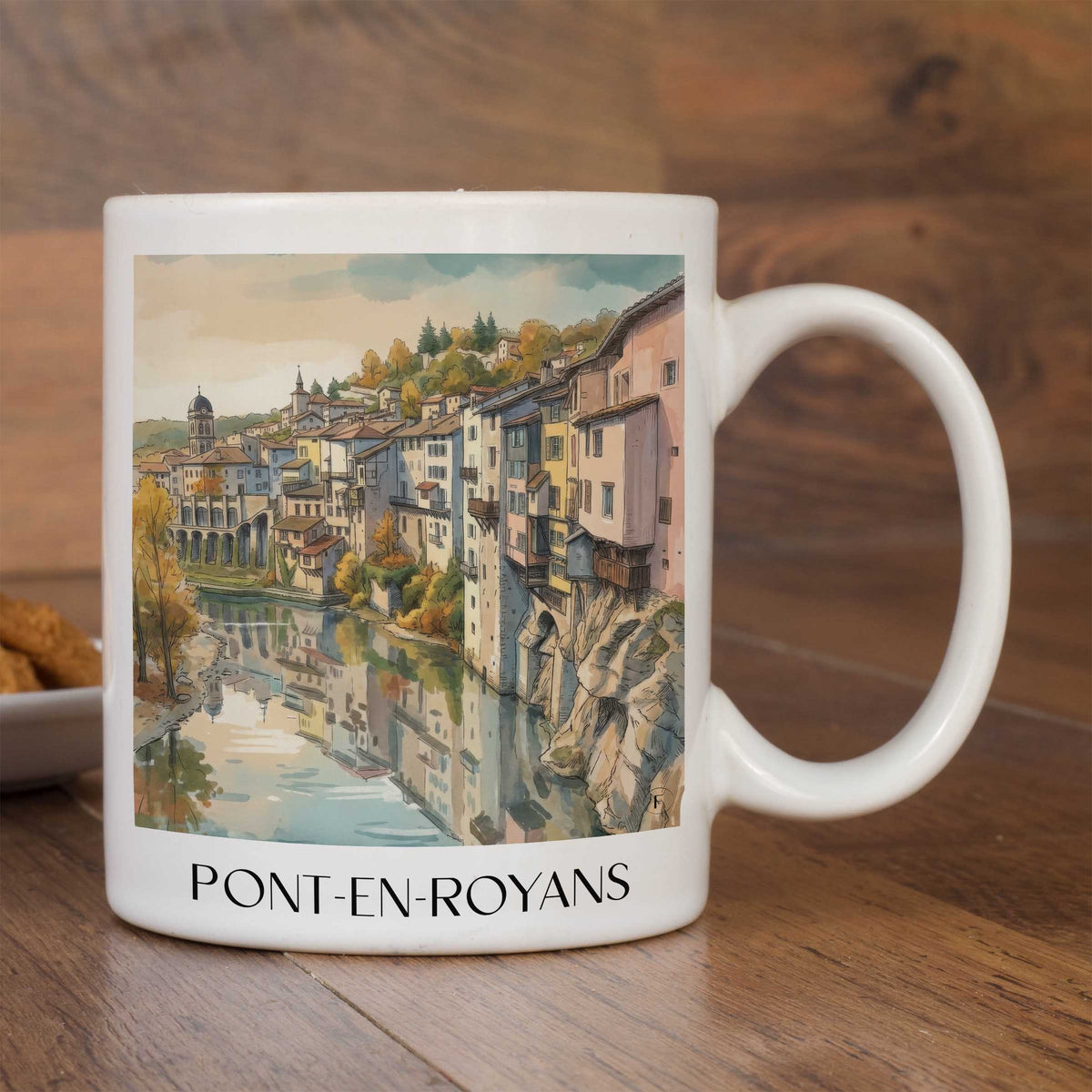 pont-en-royans-vercors-frankreich-kaffeebecher-aquarell