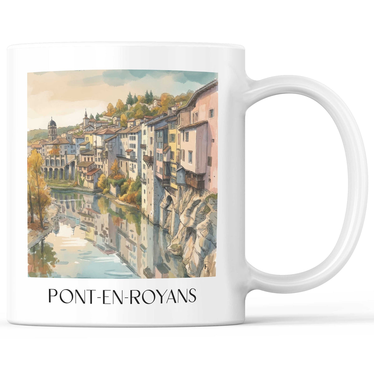 Pont-en-Royans Kaffeebecher - Vercors - Frankreich Becher - Kaffeetasse im Aquarell Stil - favplace