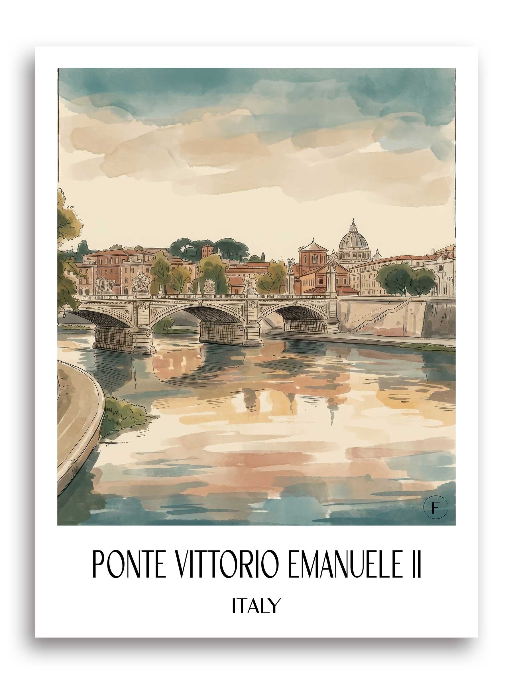 Ponte Vittorio Emanuele II Poster - Rom - Italien Kunstdruck - Aquarell von A4 bis A1 - favplace