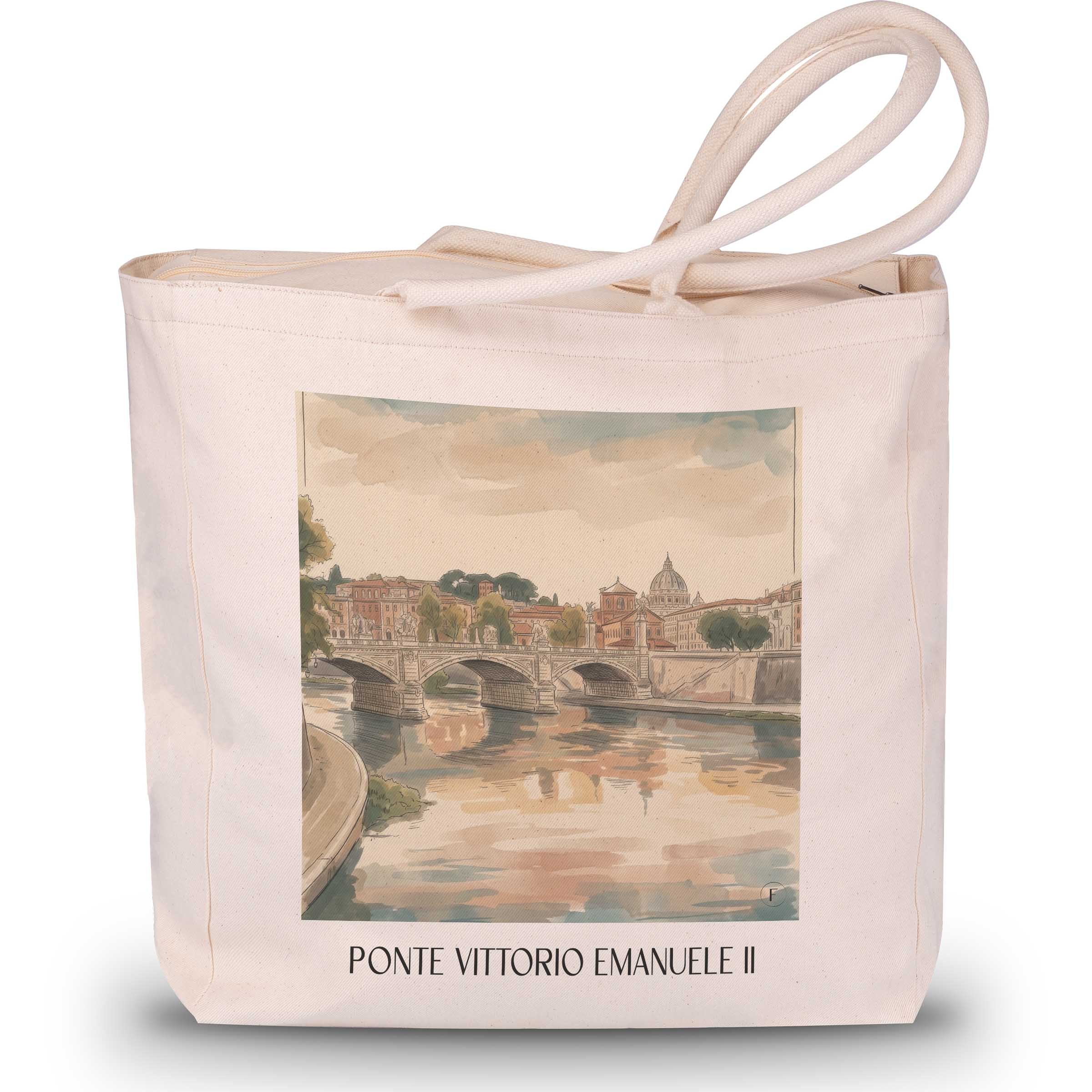 Ponte Vittorio Emanuele II Shopping Tasche - Rom - Italien Tote Bag - Einkaufstasche im Aquarell Stil - favplace