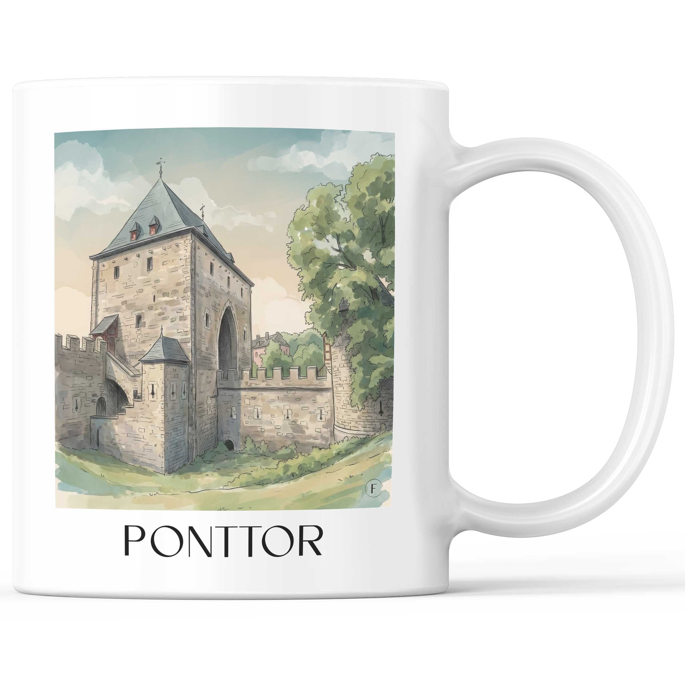 Ponttor Kaffeebecher - Aachen - Deutschland Becher - Kaffeetasse im Aquarell Stil - favplace