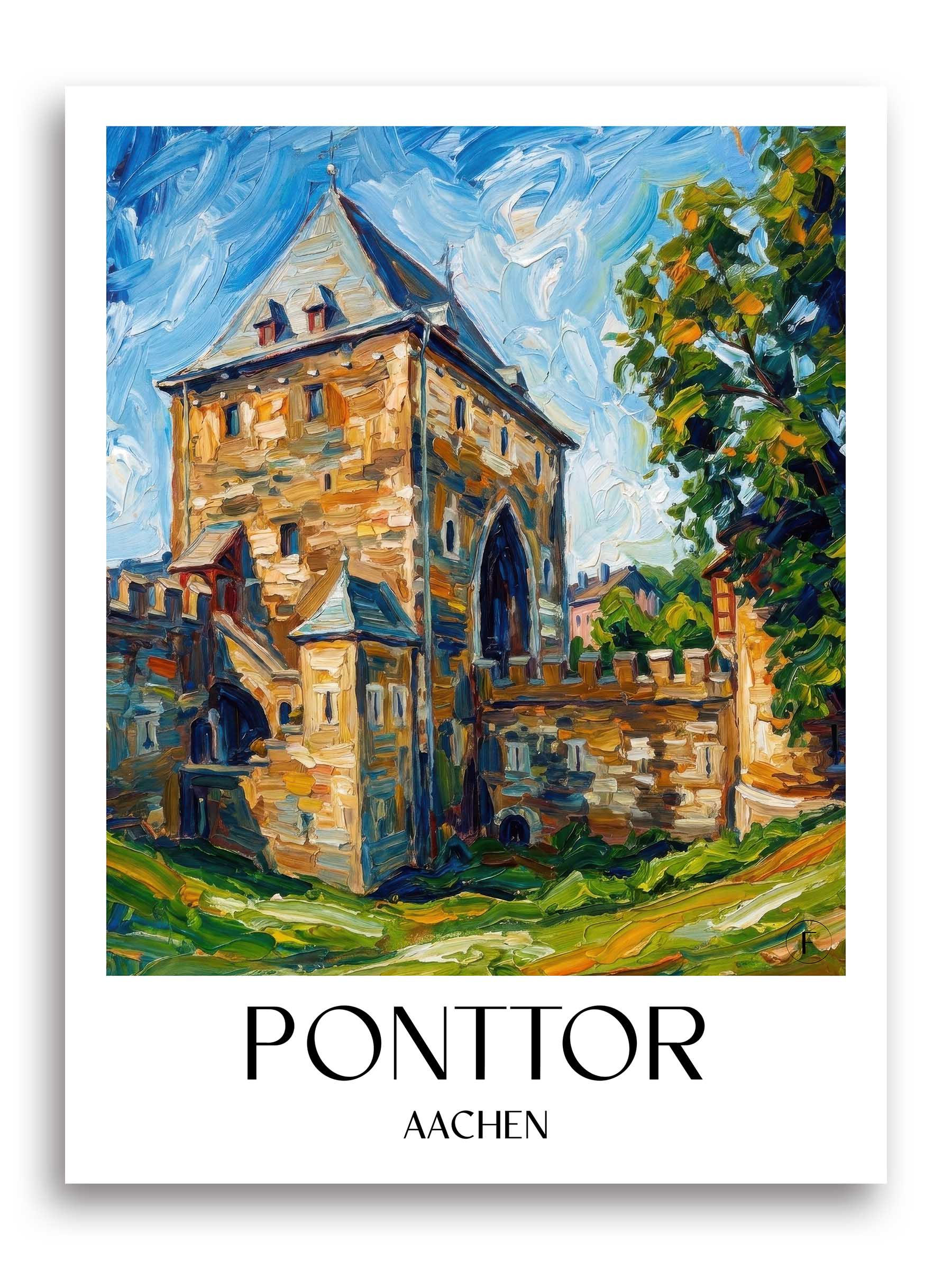 ponttor-aachen-deutschland-poster-oil-painting-oelgemaelde