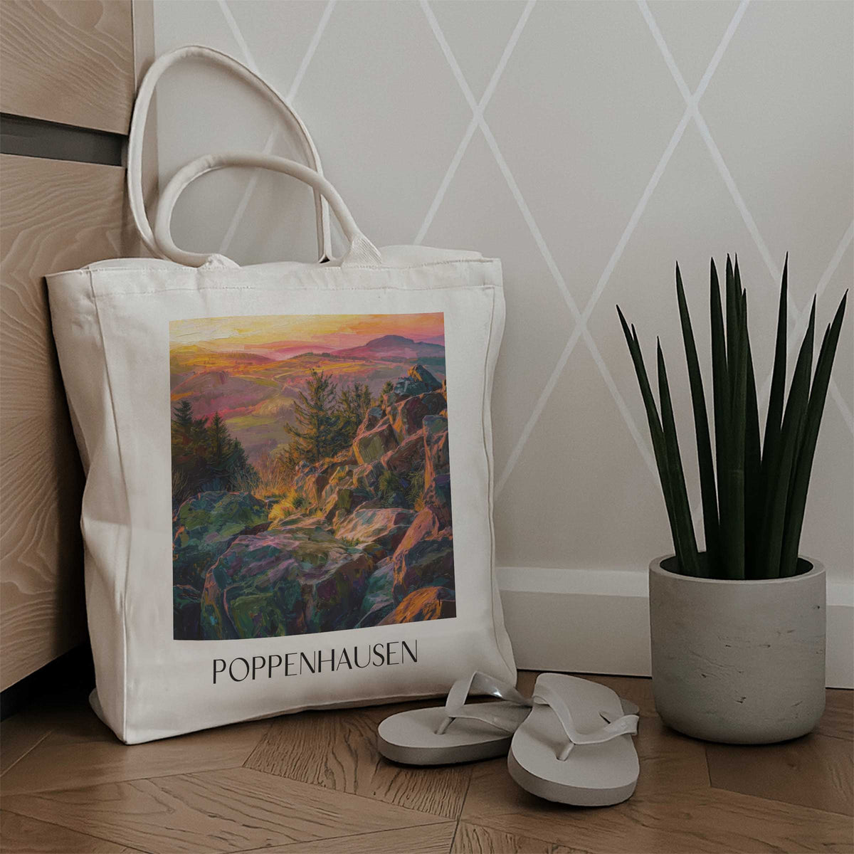 poppenhausen-rhön-deutschland-einkaufstasche-oil-painting-oelgemaelde