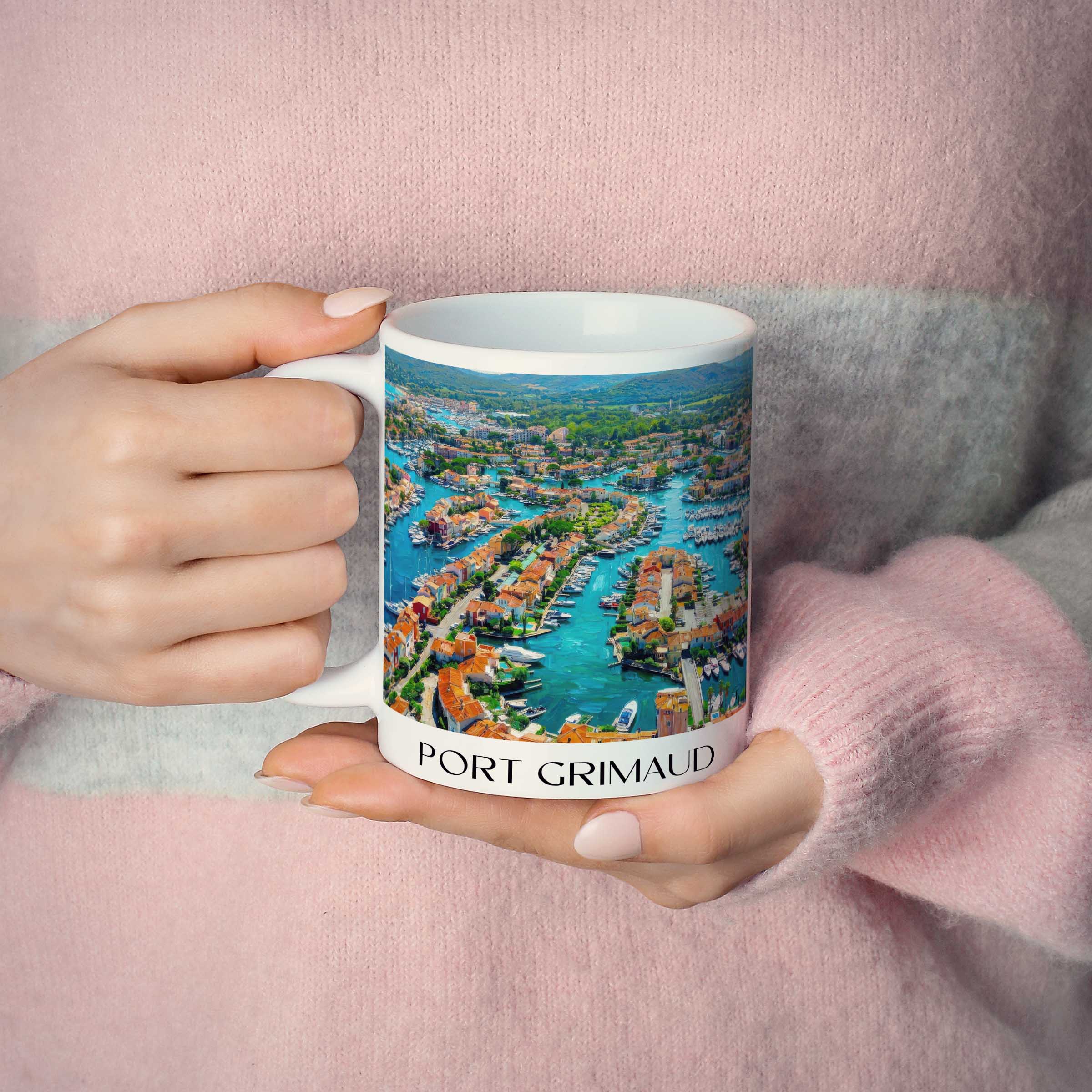 port-grimaud-côte-d´azur-frankreich-kaffeebecher-oil-painting-oelgemaelde