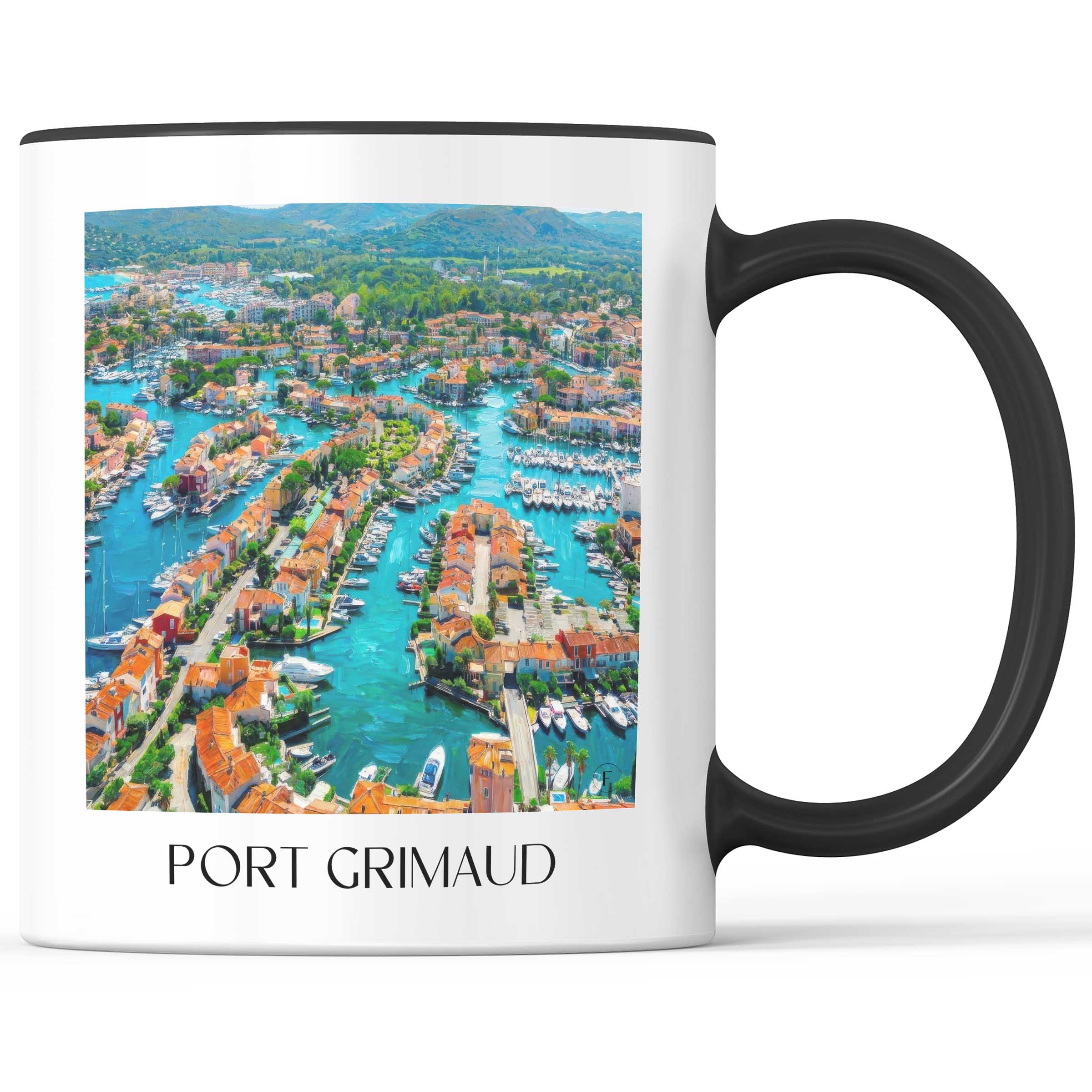 Port Grimaud Kaffeebecher - Côte d´Azur - Frankreich Becher - Kaffeetasse im Ölgemälde Stil - favplace