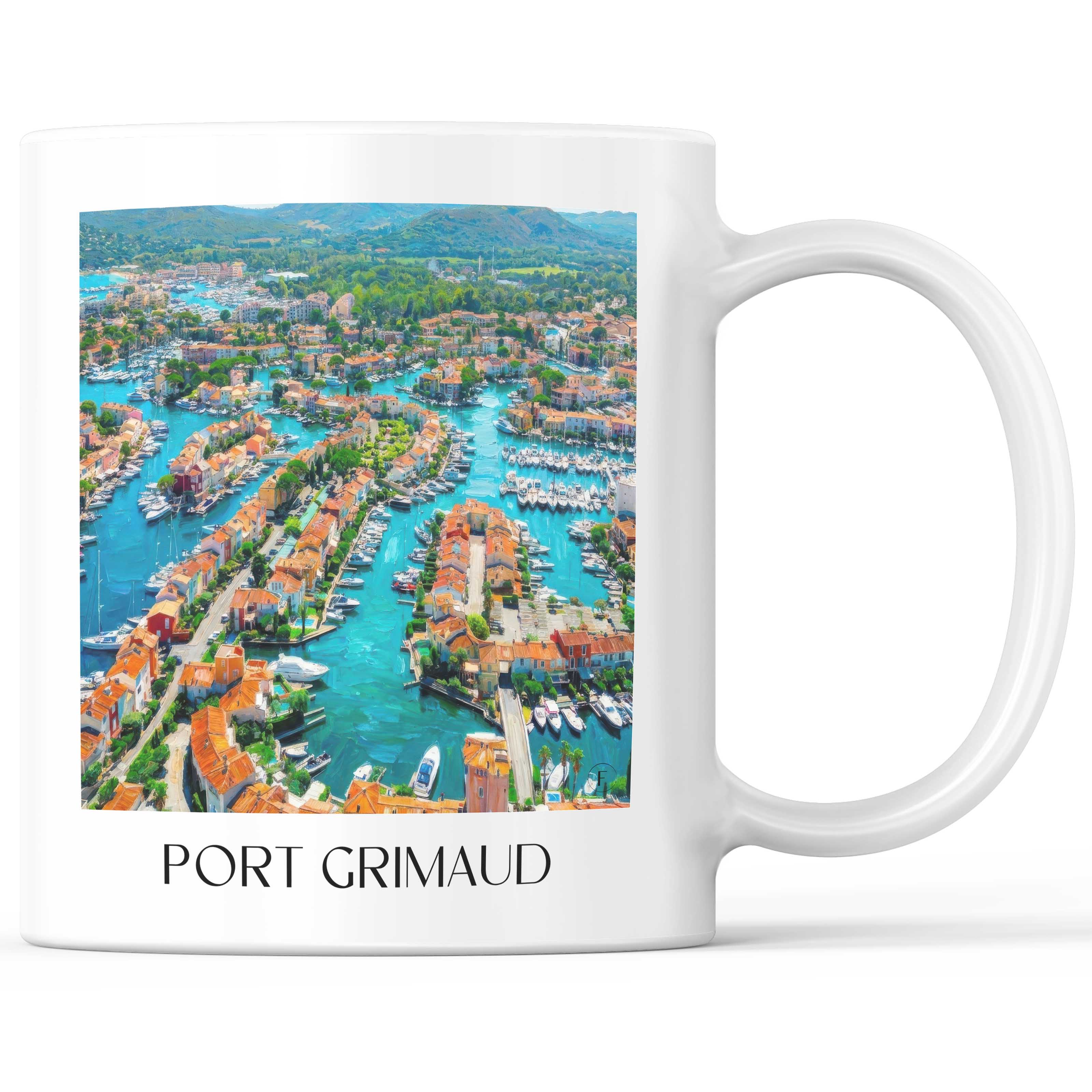 Port Grimaud Kaffeebecher - Côte d´Azur - Frankreich Becher - Kaffeetasse im Ölgemälde Stil - favplace