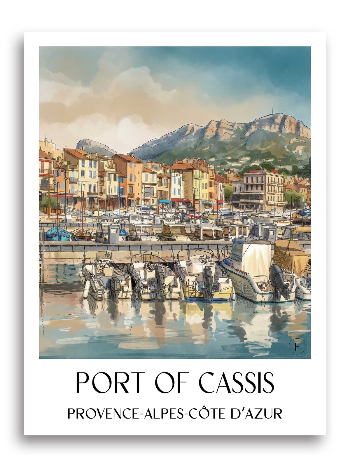 Port de Cassis Poster - Provence - Frankreich Kunstdruck - Aquarell von A4 bis A1 - favplace