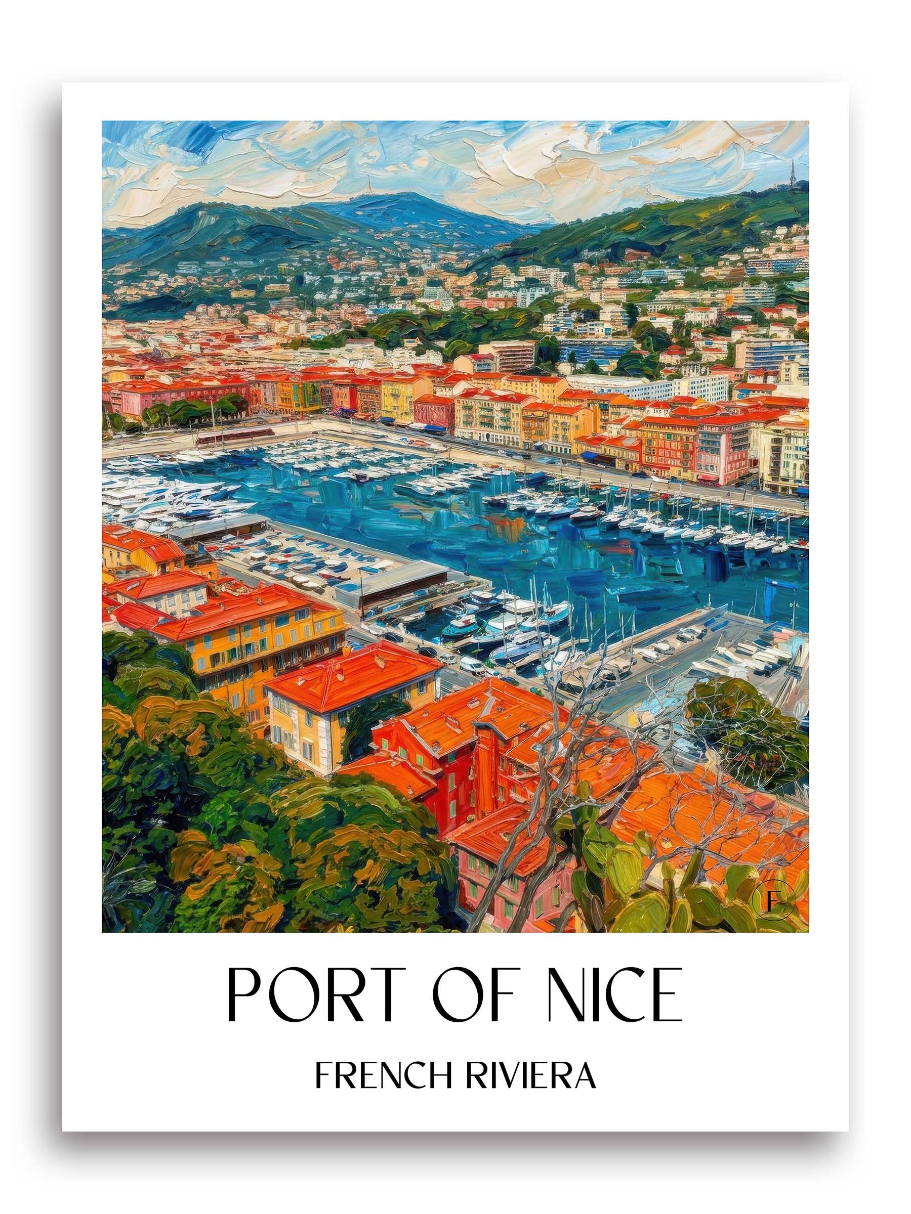 Port de Nice Poster - Côte d´Azur - Frankreich Kunstdruck - Ölgemälde von A4 bis A1 - favplace