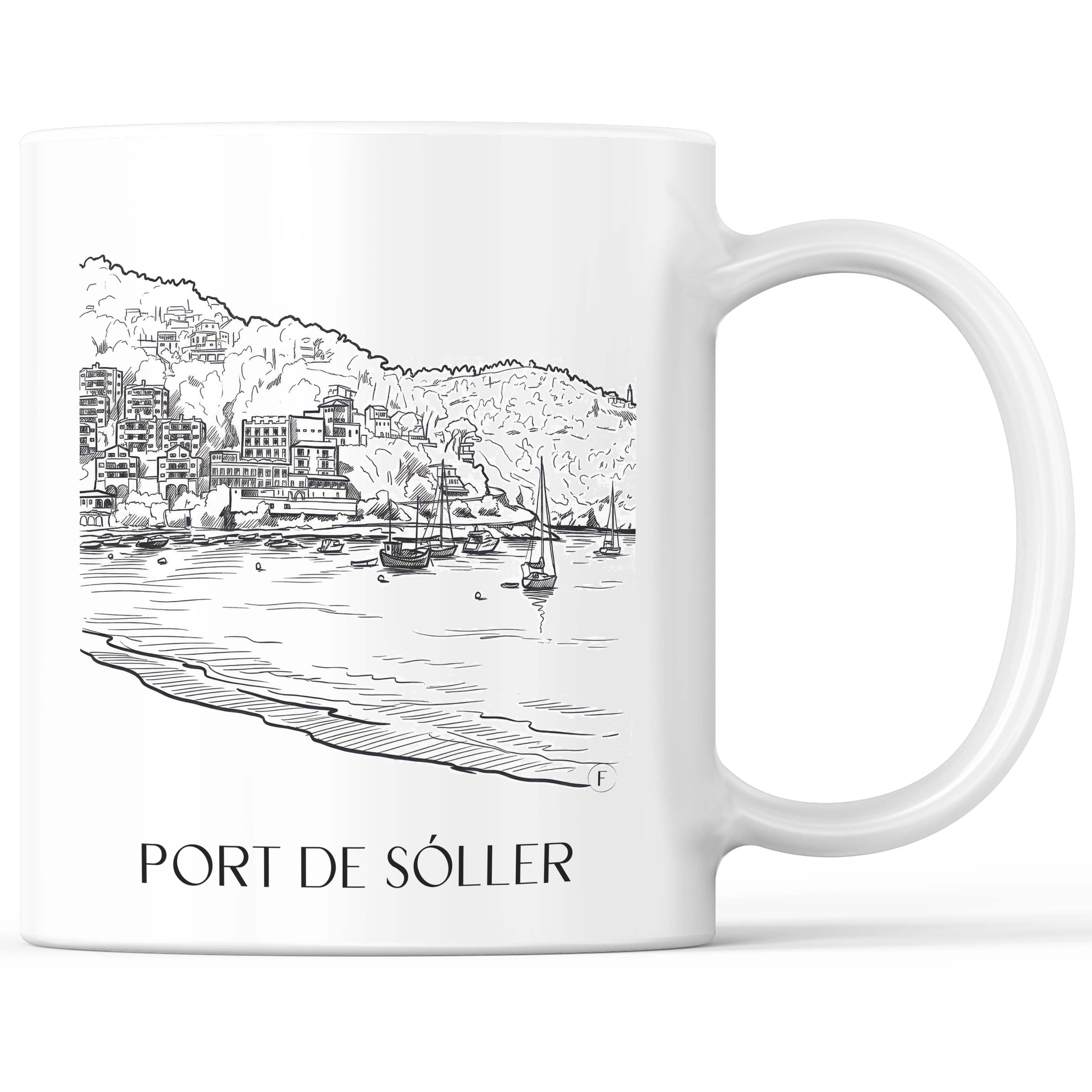 Port de Sóller Kaffeebecher - Mallorca - Spanien Becher - Kaffeetasse im Skizze Stil - favplace