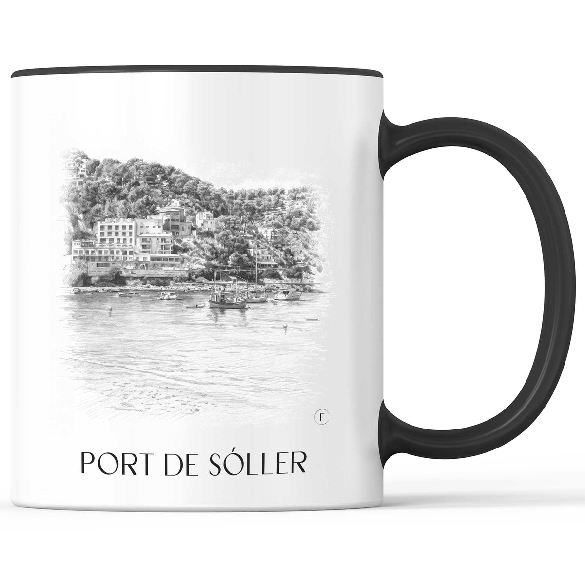 Port de Sóller Kaffeebecher - Mallorca - Spanien Becher - Kaffeetasse im Zeichnung Stil - favplace
