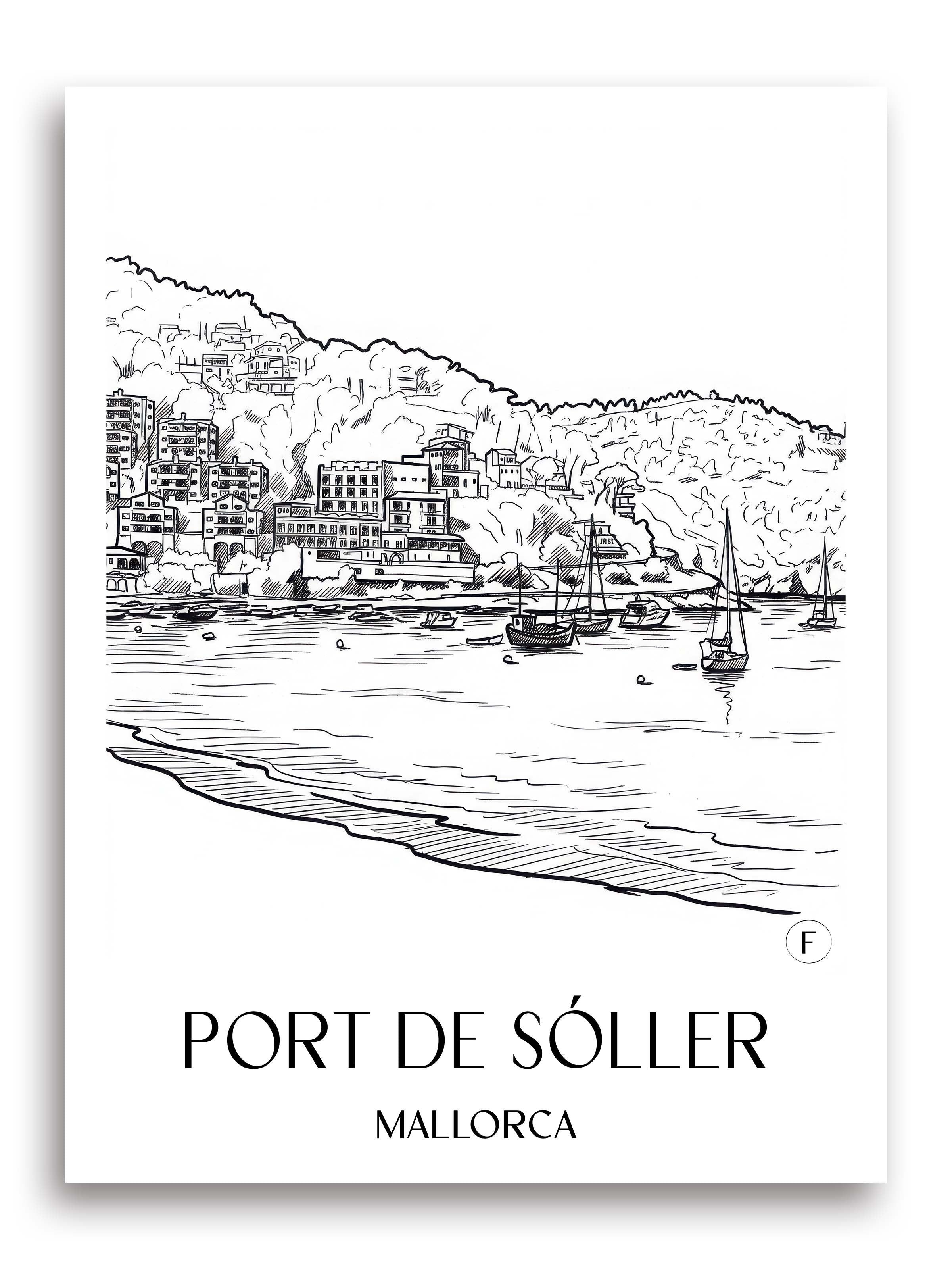 port-de-sóller-mallorca-spanien-poster-skizze