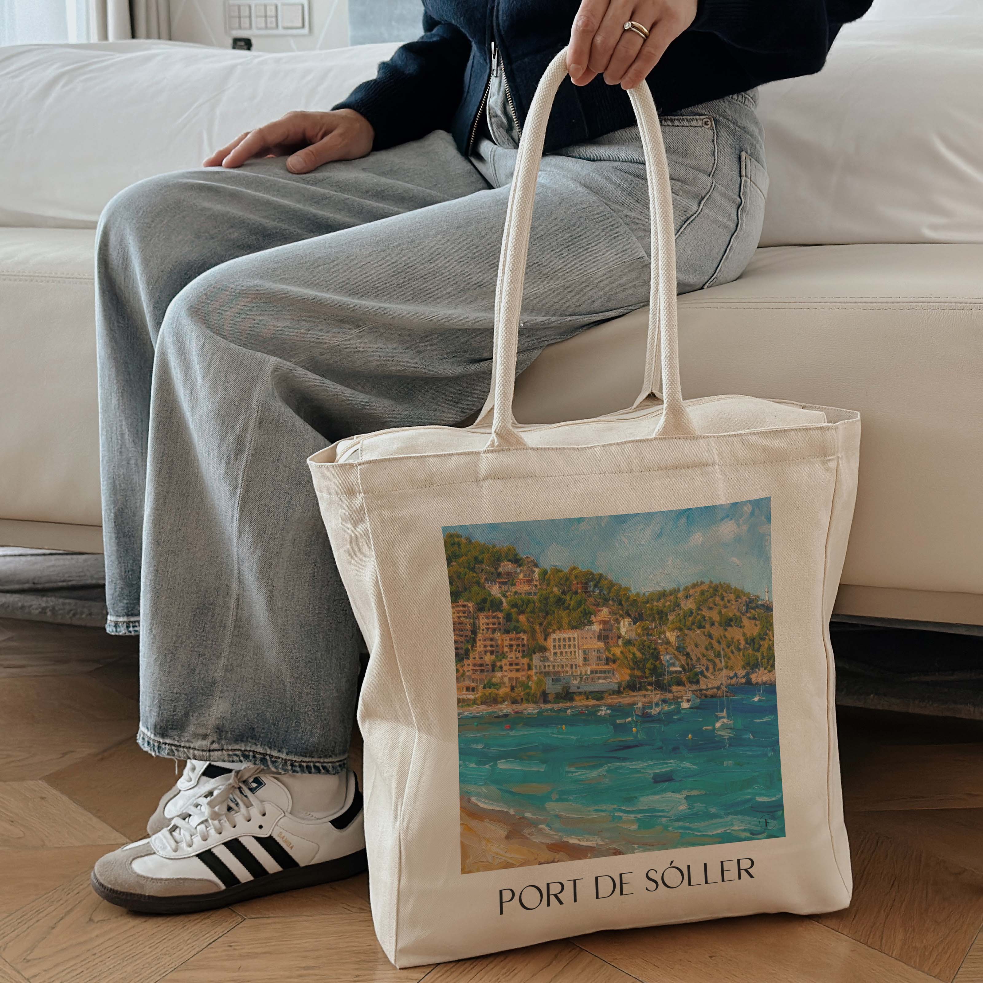 port-de-sóller-mallorca-spanien-einkaufstasche-oil-painting-oelgemaelde