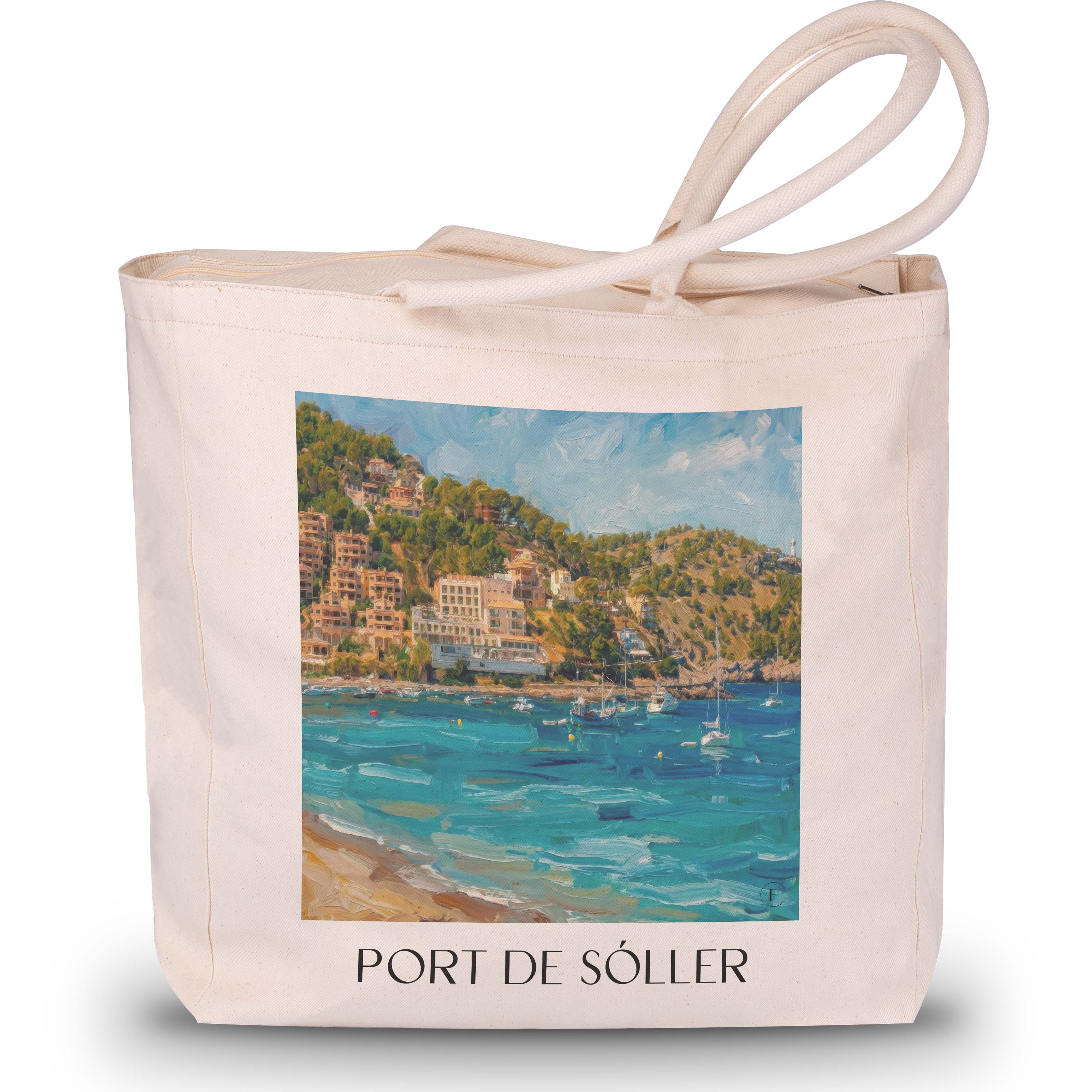 Port de Sóller Shopping Tasche - Mallorca - Spanien Tote Bag - Einkaufstasche im Ölgemälde Stil - favplace