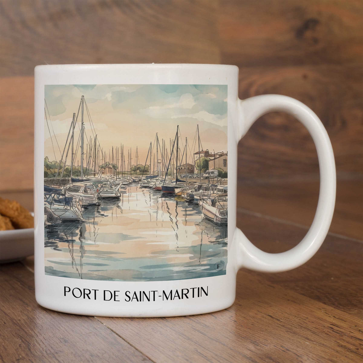 port-de-saint-martin-île-de-ré-frankreich-kaffeebecher-aquarell