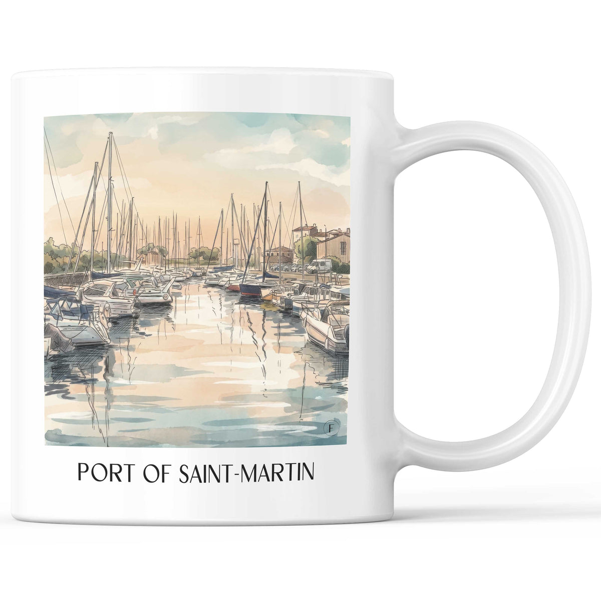 Port de Saint-Martin Kaffeebecher - Île de Ré - Frankreich Becher - Kaffeetasse im Aquarell Stil - favplace