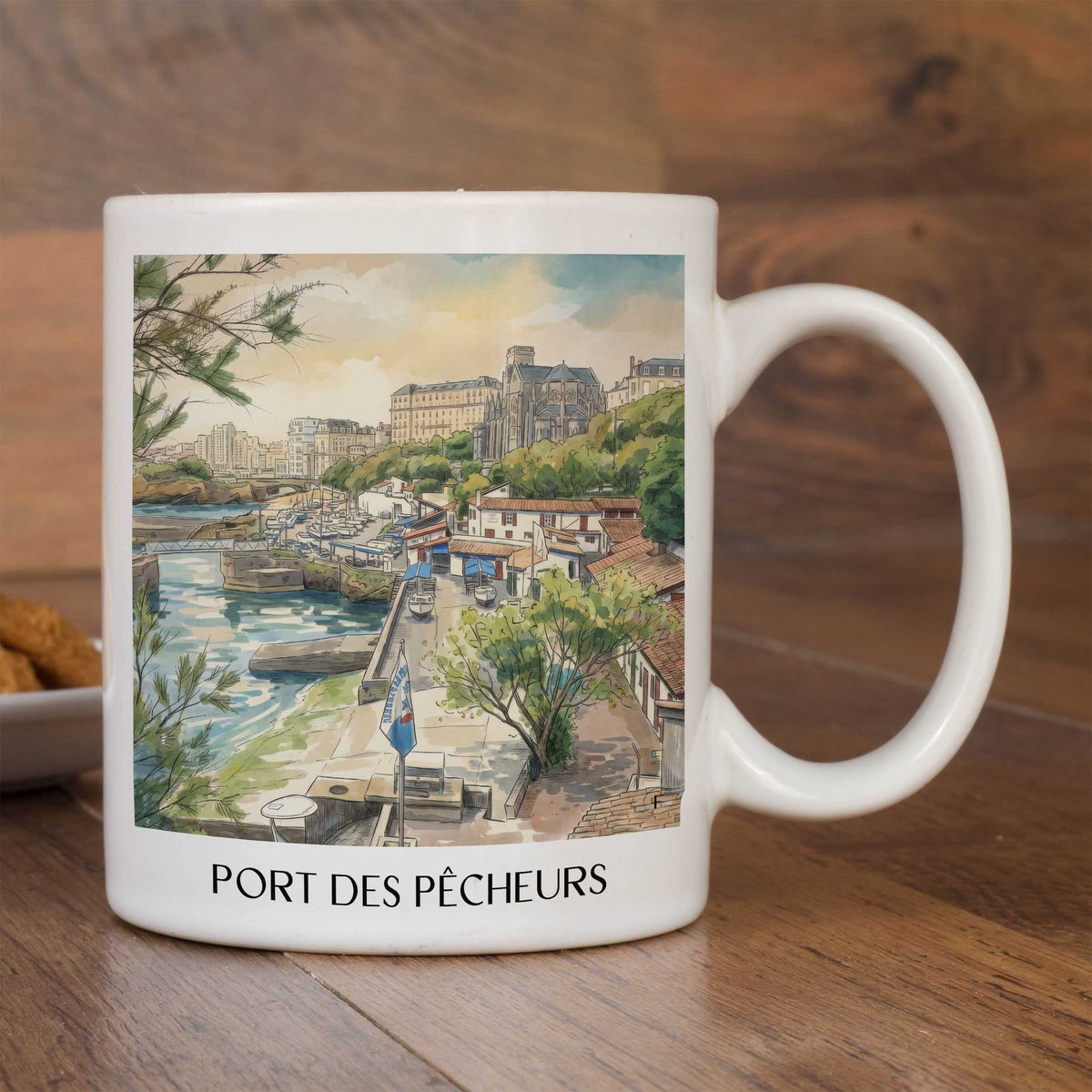 port-des-pêcheurs-biarritz-frankreich-kaffeebecher-aquarell