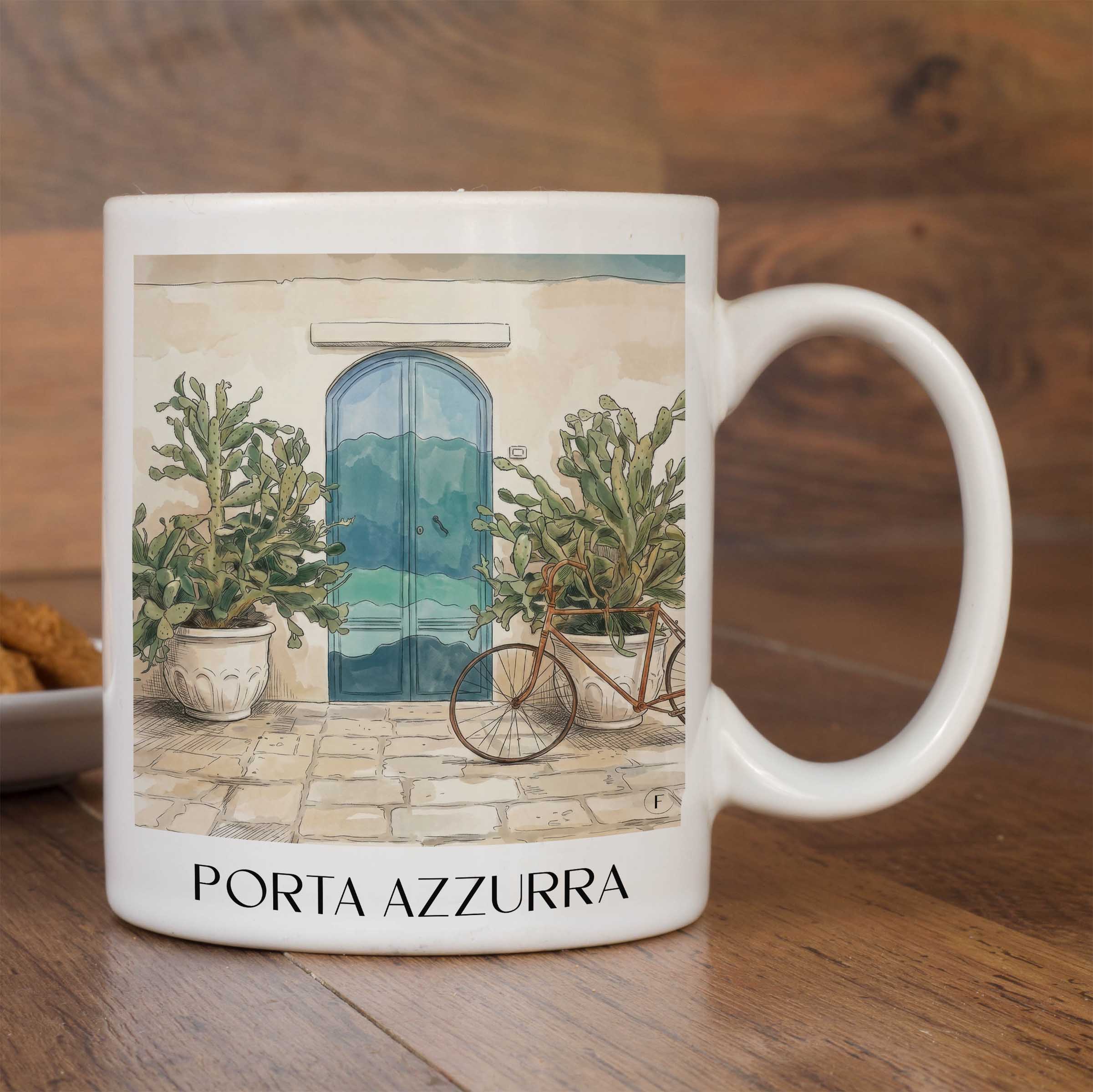 porta-azzurra-ostuni-italien-kaffeebecher-aquarell