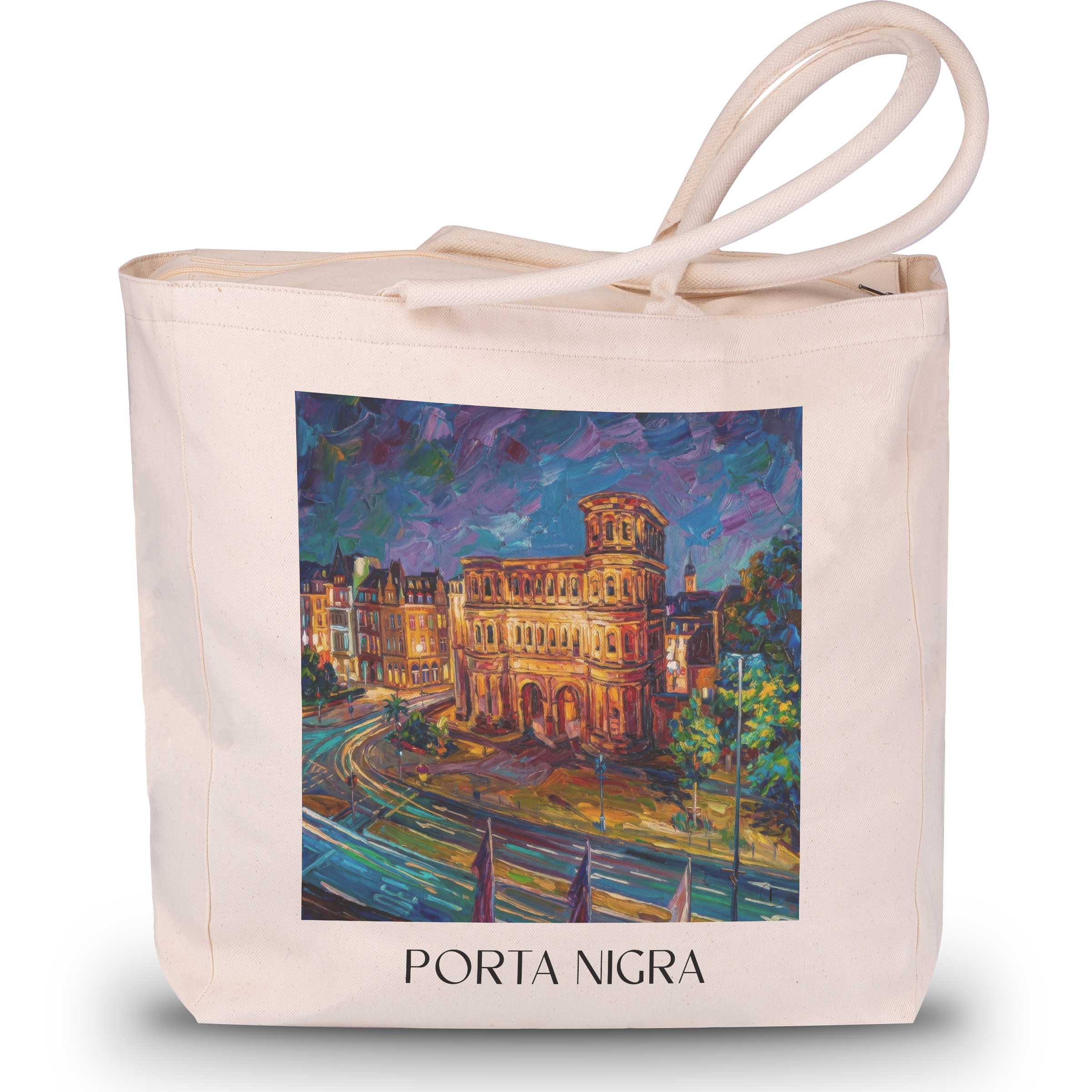 porta-nigra-trier-deutschland-einkaufstasche-oil-painting-oelgemaelde