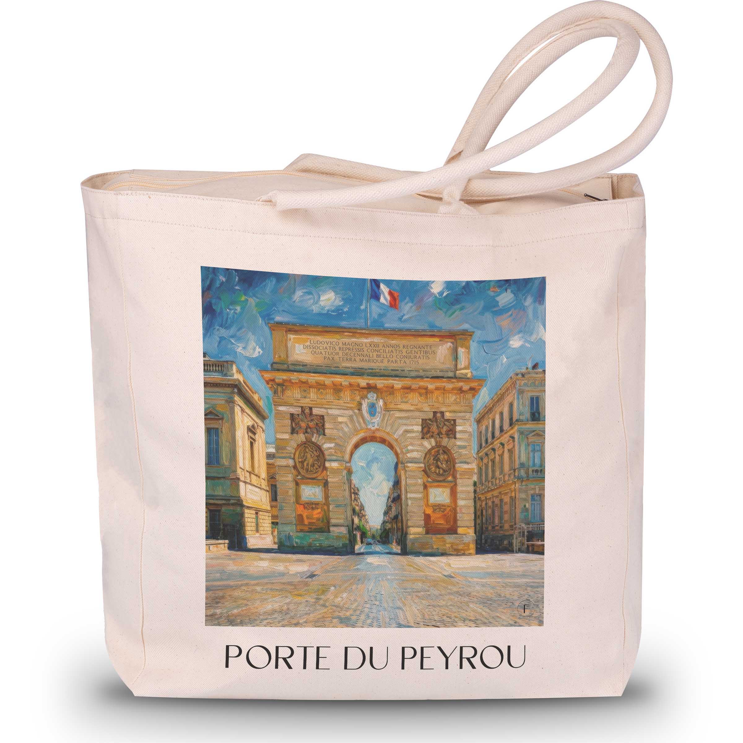 porte-du-peyrou-montpellier-frankreich-einkaufstasche-oil-painting-oelgemaelde