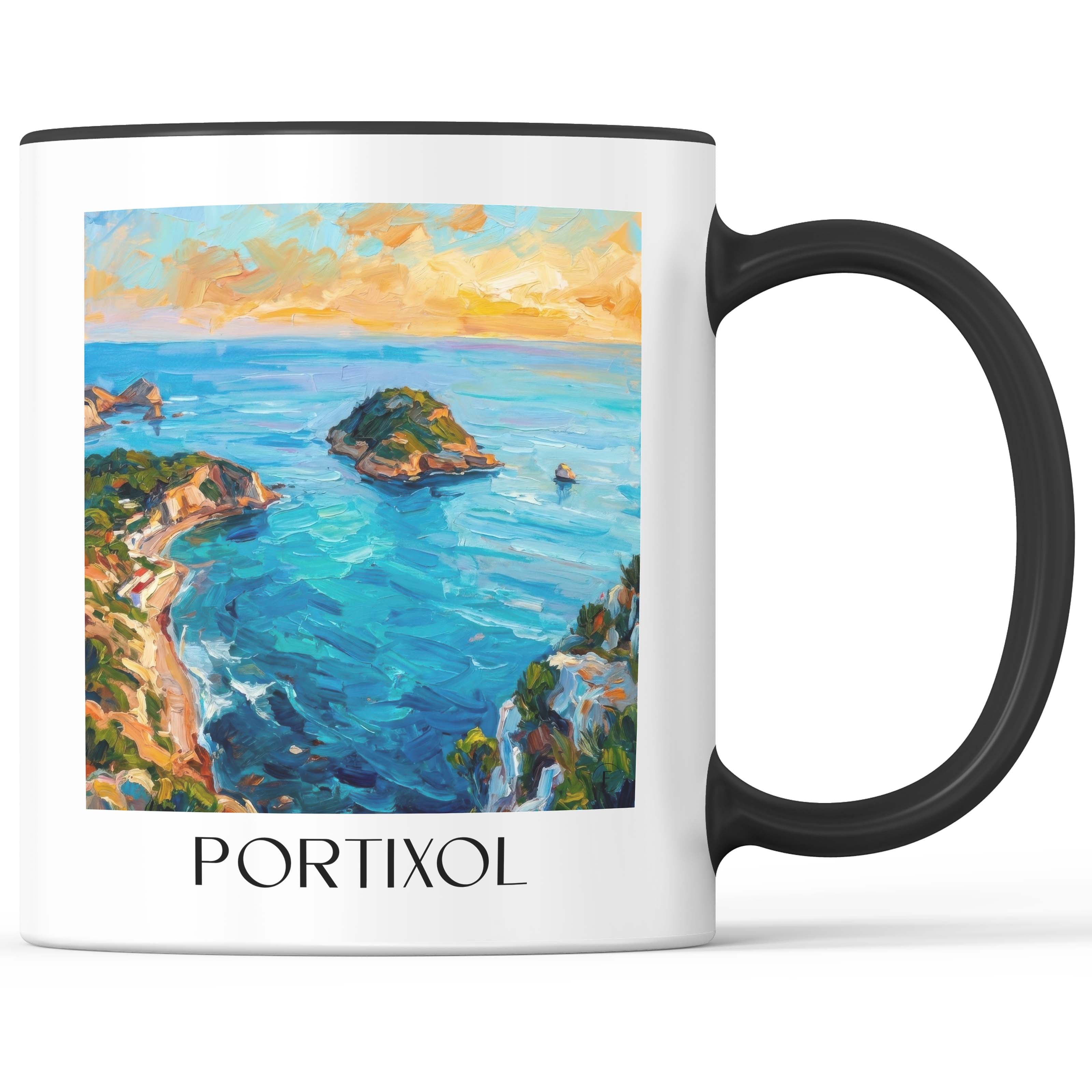 Portixol Kaffeebecher - Javea - Spanien Becher - Kaffeetasse im Ölgemälde Stil - favplace