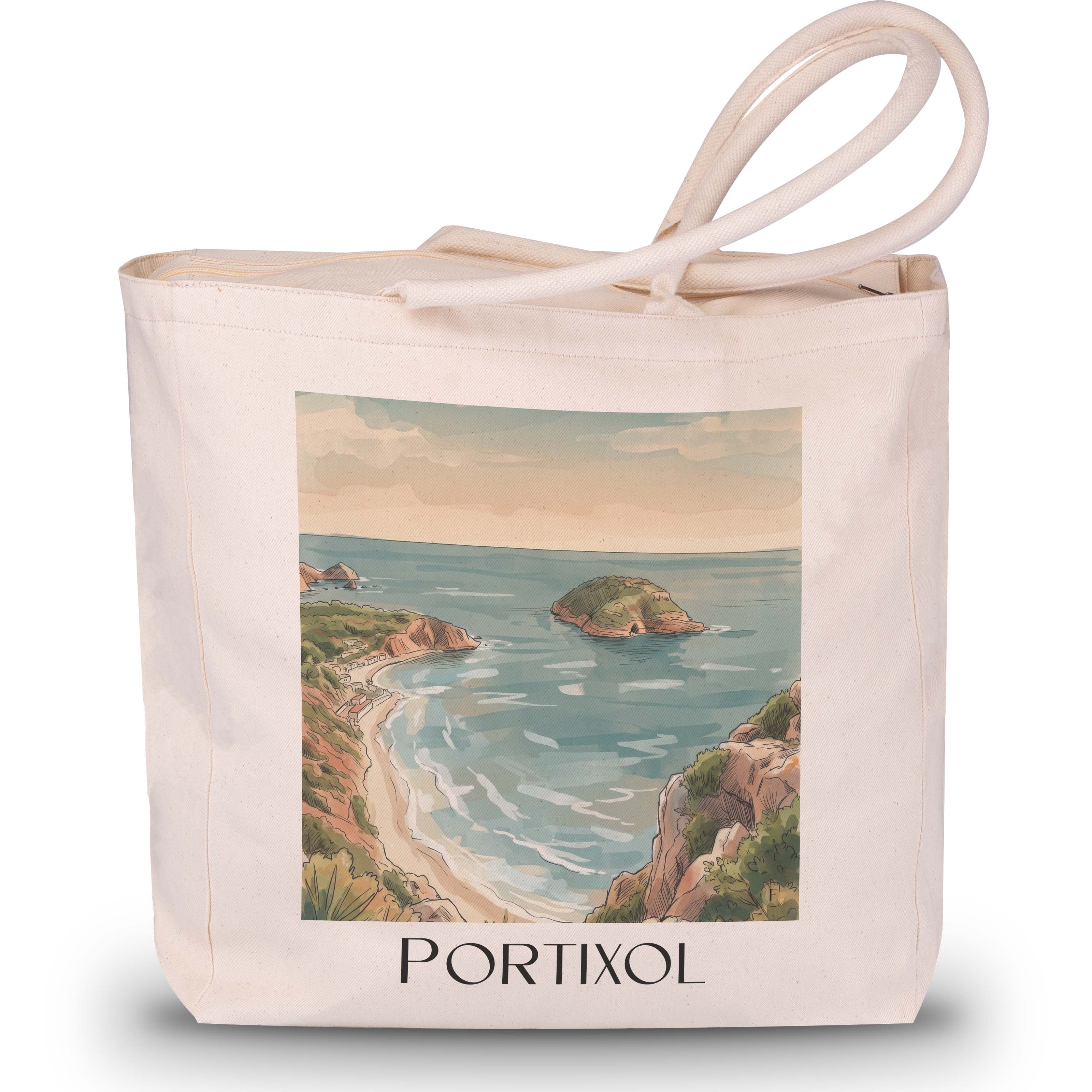 Portixol Shopping Tasche - Javea - Spanien Tote Bag - Einkaufstasche im Aquarell Stil - favplace
