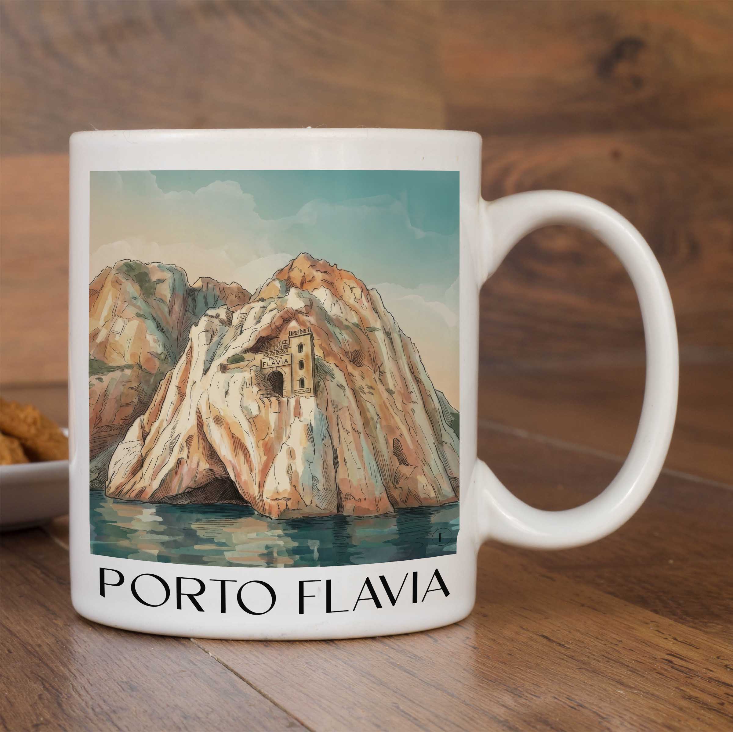 porto-flavia-masua-italien-kaffeebecher-aquarell