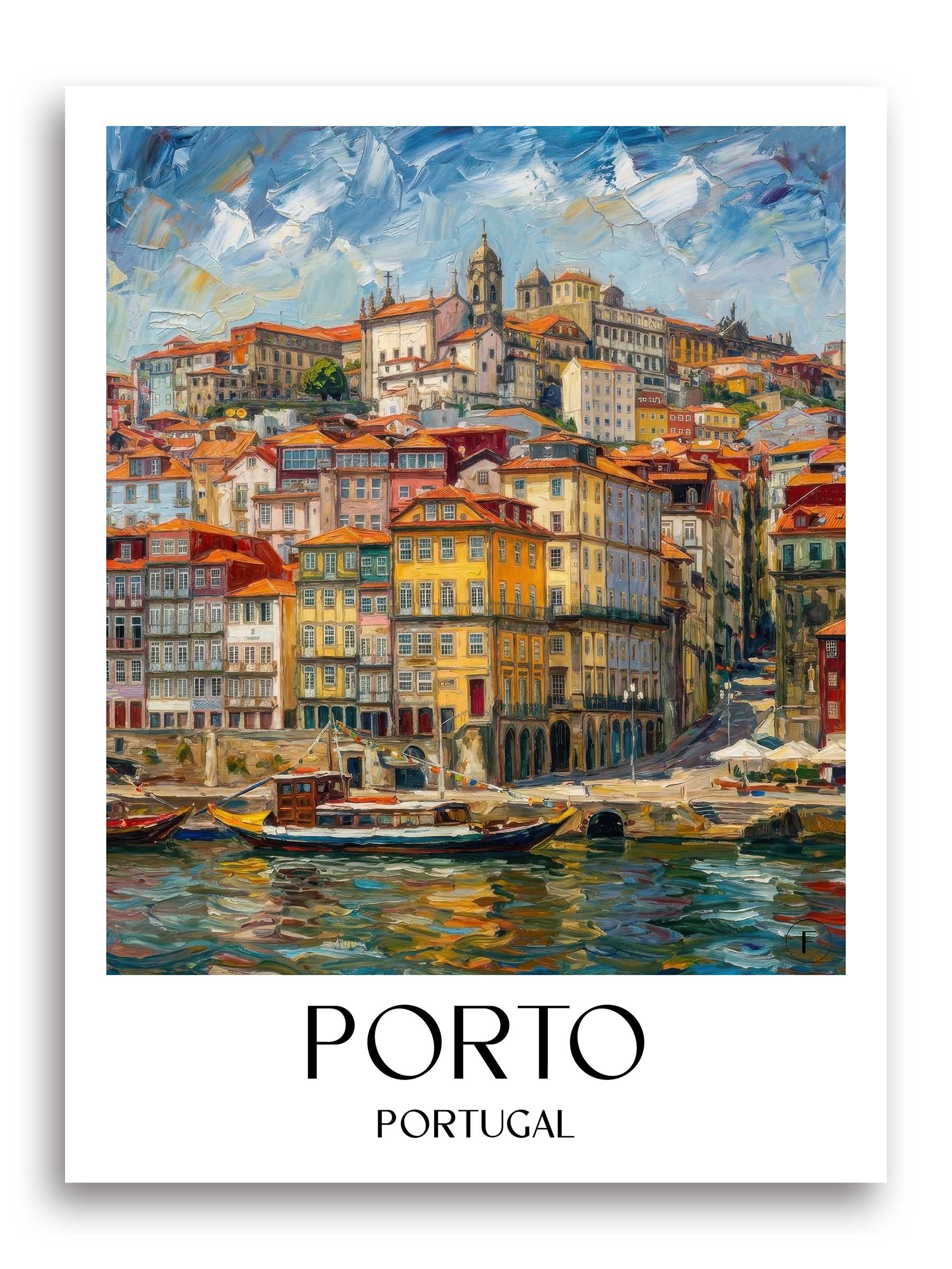Porto Poster - - Portugal Kunstdruck - Ölgemälde von A4 bis A1 - favplace