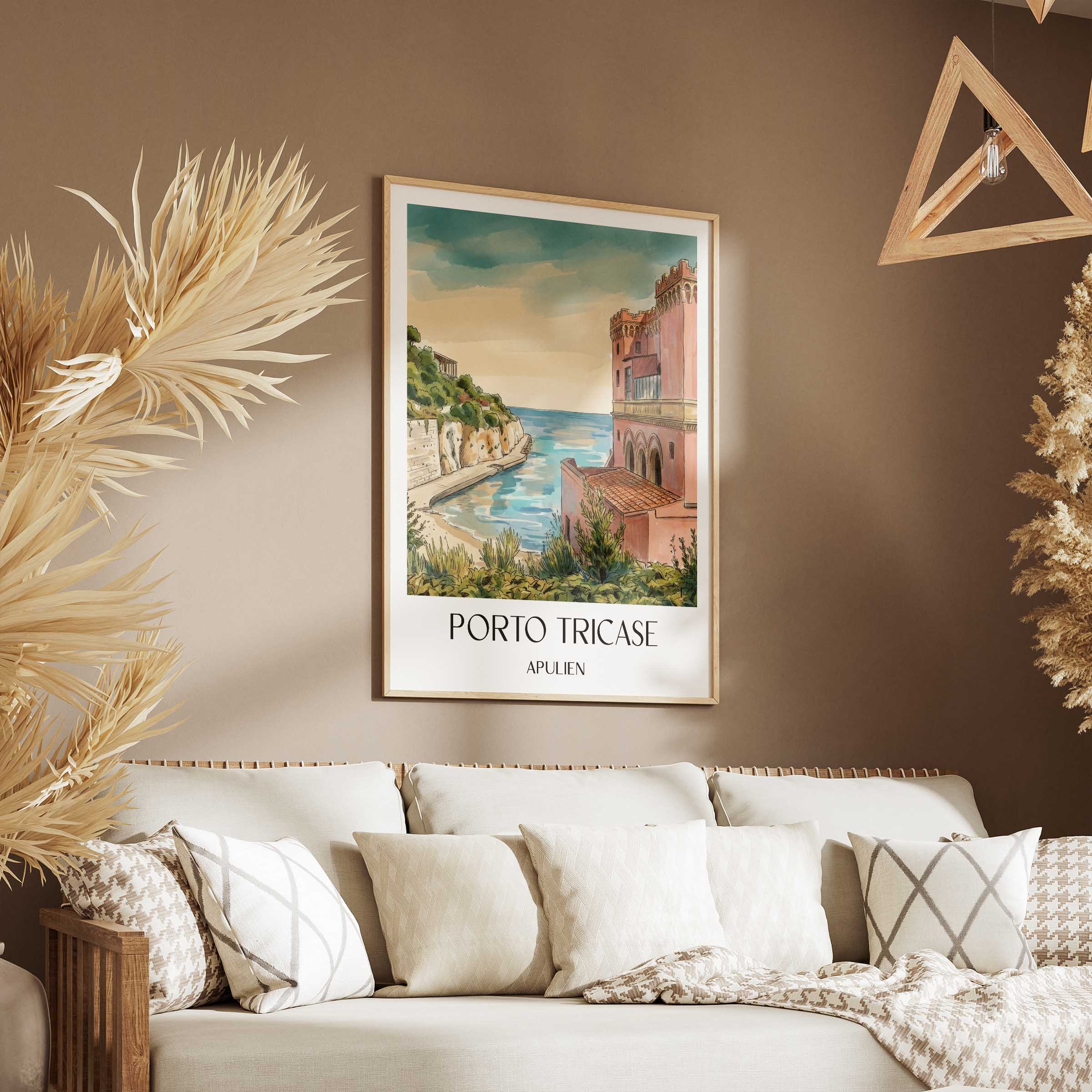 porto-tricase-apulien-italien-poster-aquarell