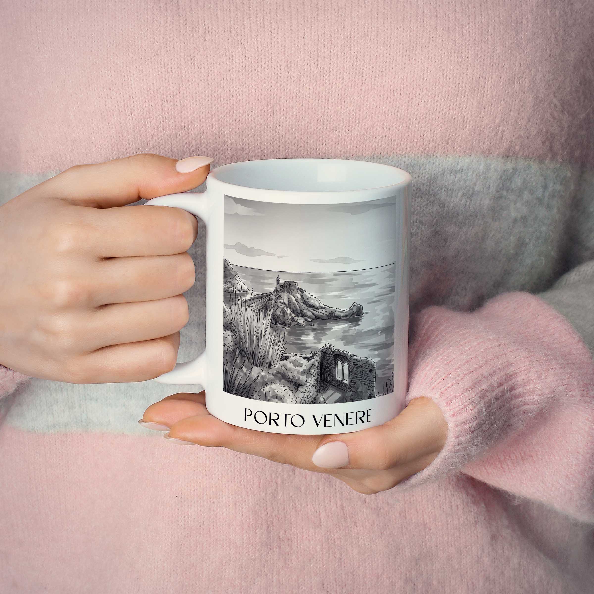 porto-venere-italien-kaffeebecher-aquarell-schwarz-weiss