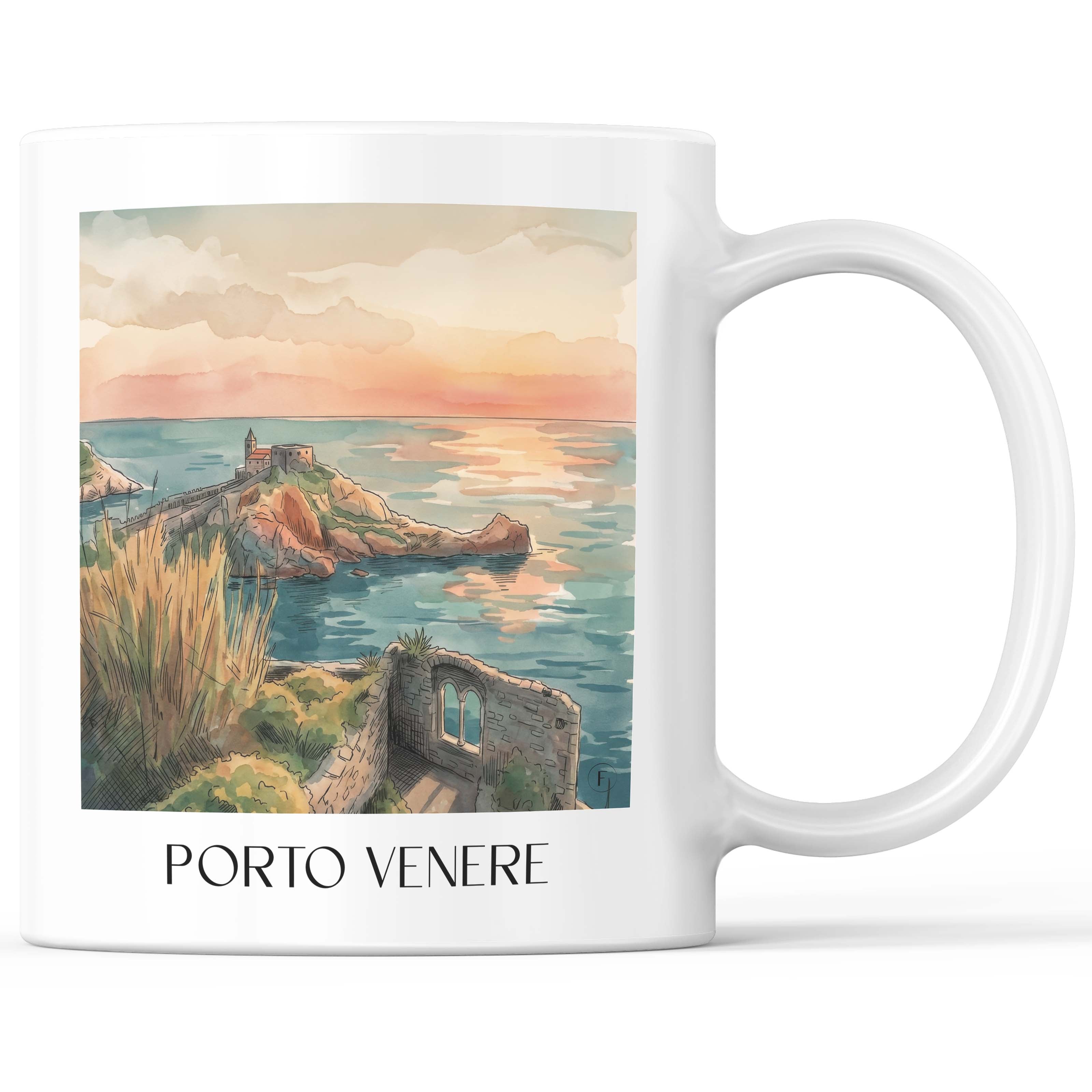 Porto Venere - Italien Becher - Kaffeetasse im Aquarell Stil - favplace
