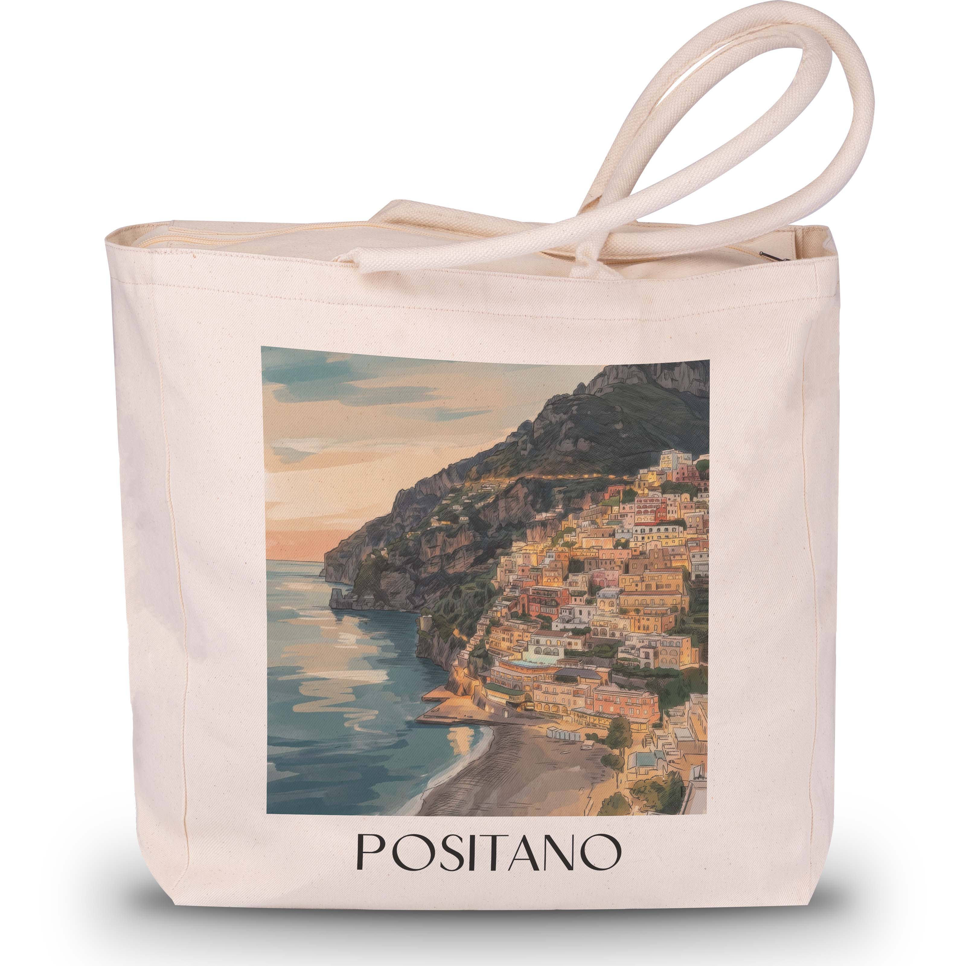 positano-amalfi-küste-italien-einkaufstasche-aquarell
