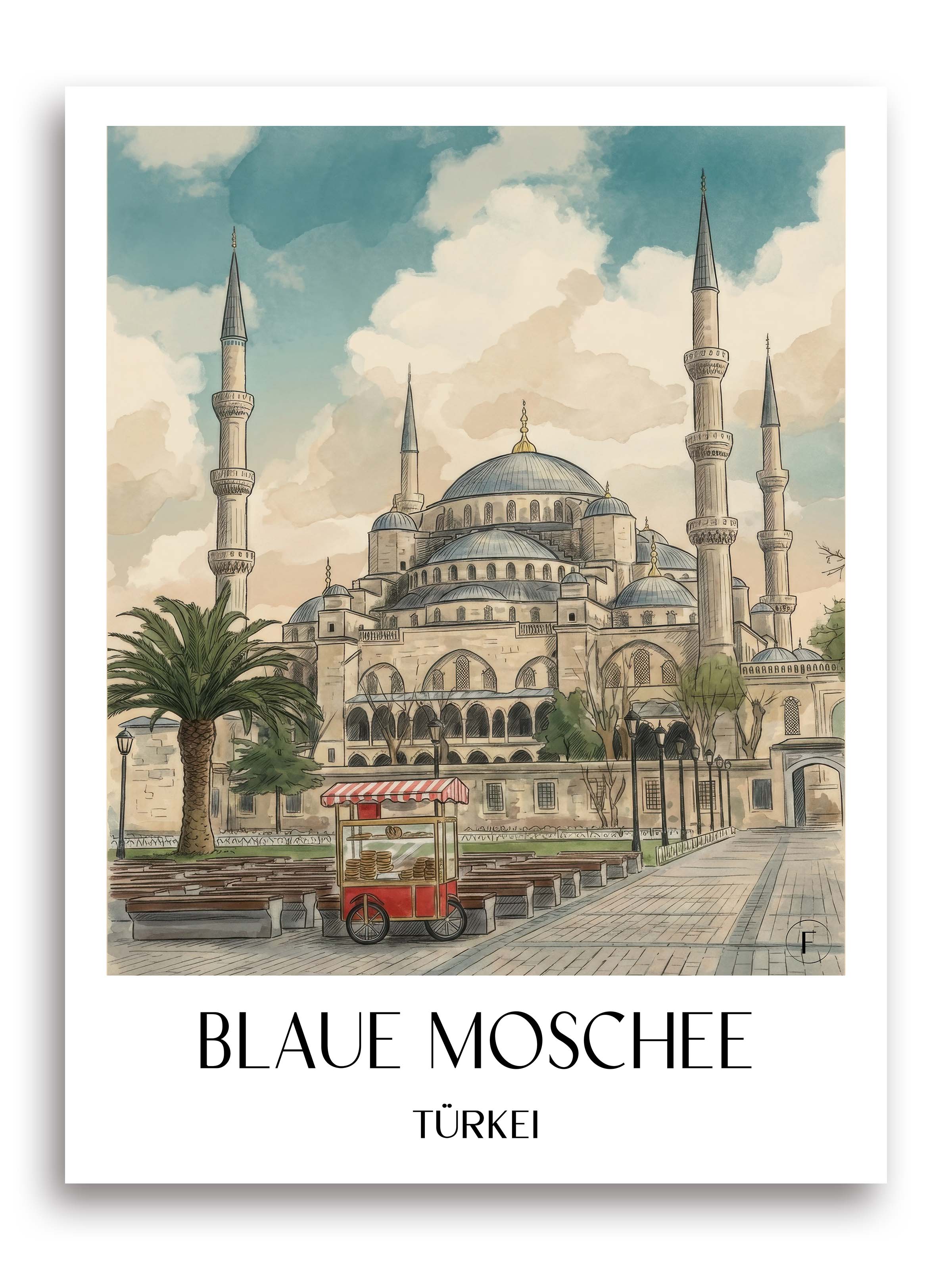 blaue-moschee-türkei-poster-aquarell
