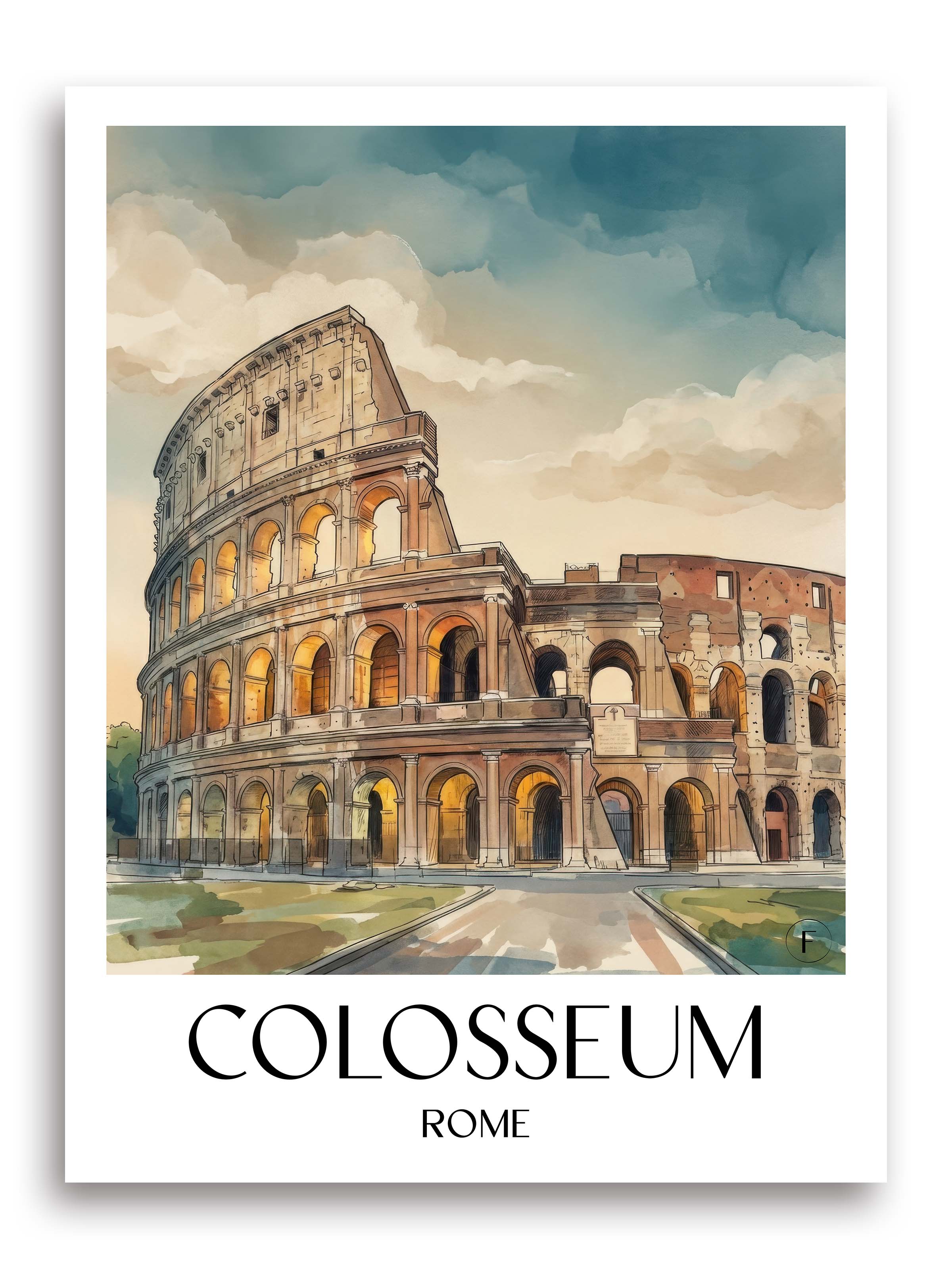 Kolosseum Poster - Rom - Italien Kunstdruck - Aquarell von A4 bis A1 - favplace
