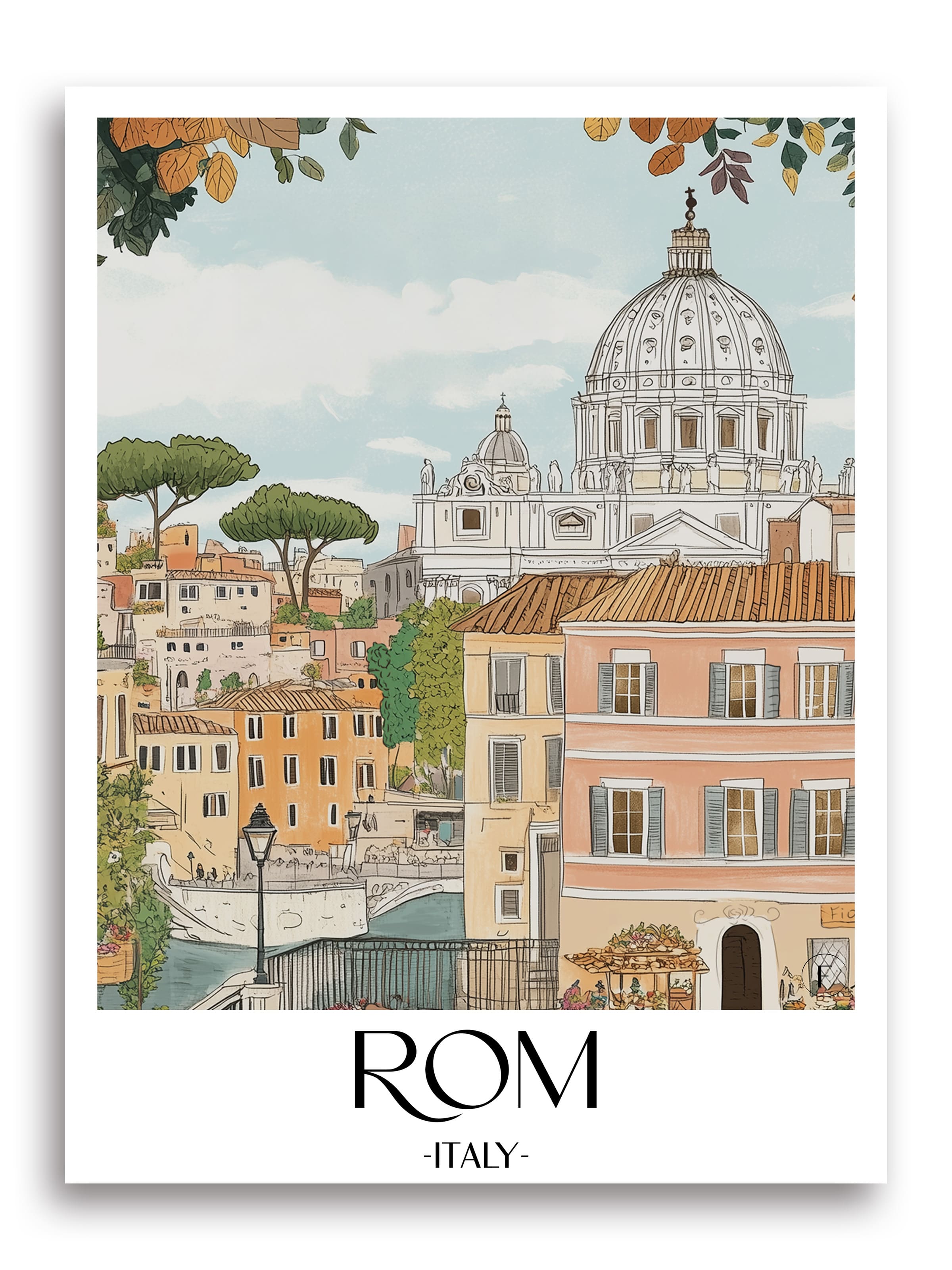 Poster Petersdom Rom - Italien Kunstdruck - aquarell, A1, A2, A3, A4 - favplace