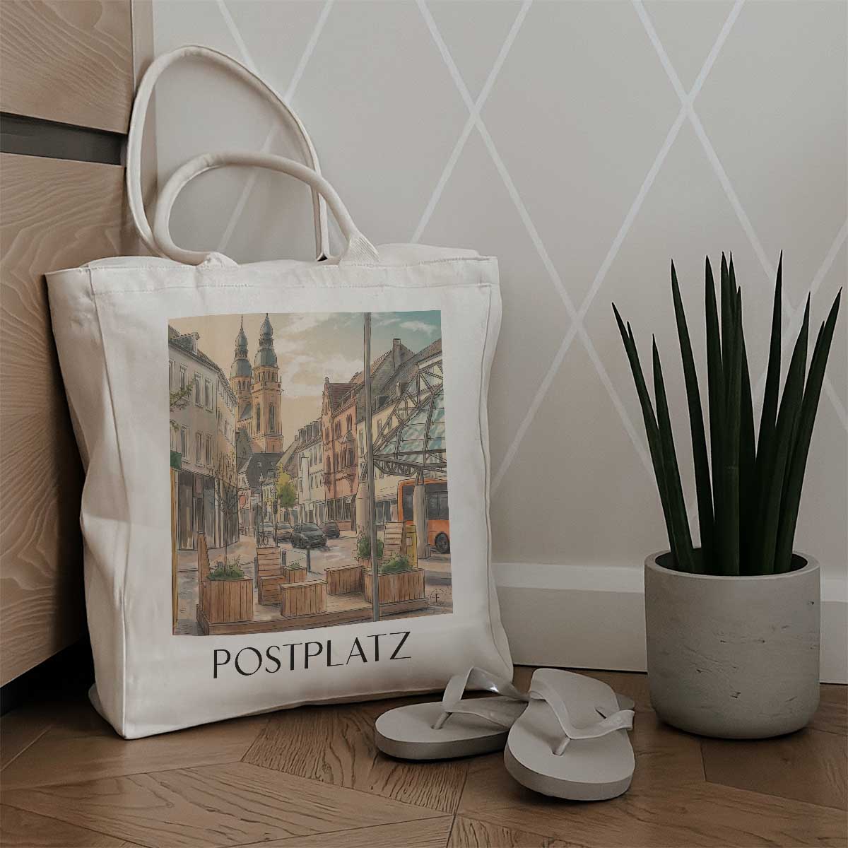 postplatz-speyer-deutschland-einkaufstasche-aquarell