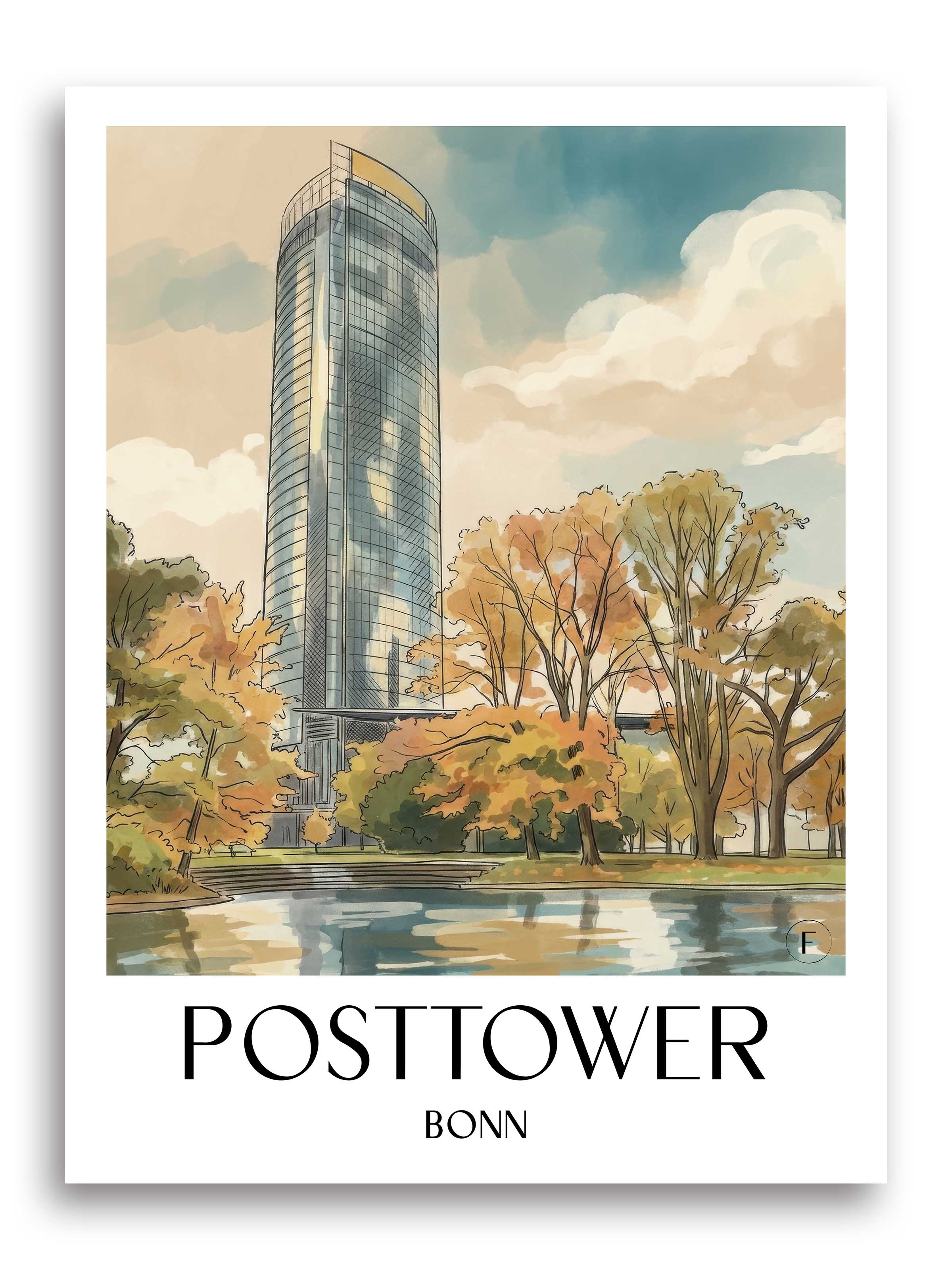 posttower-bonn-deutschland-poster-aquarell