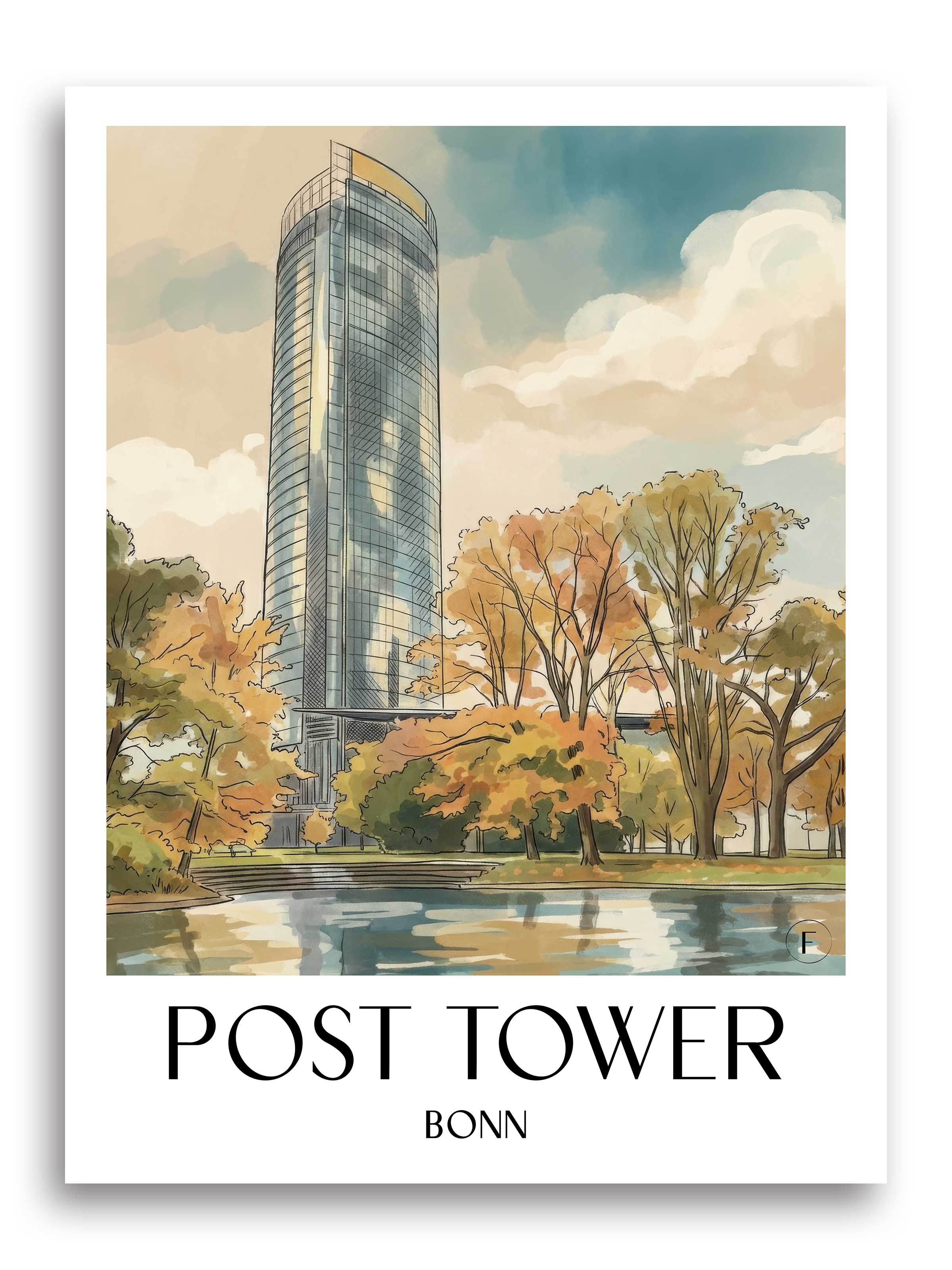Posttower Poster - Bonn - Deutschland Kunstdruck - Aquarell von A4 bis A1 - favplace