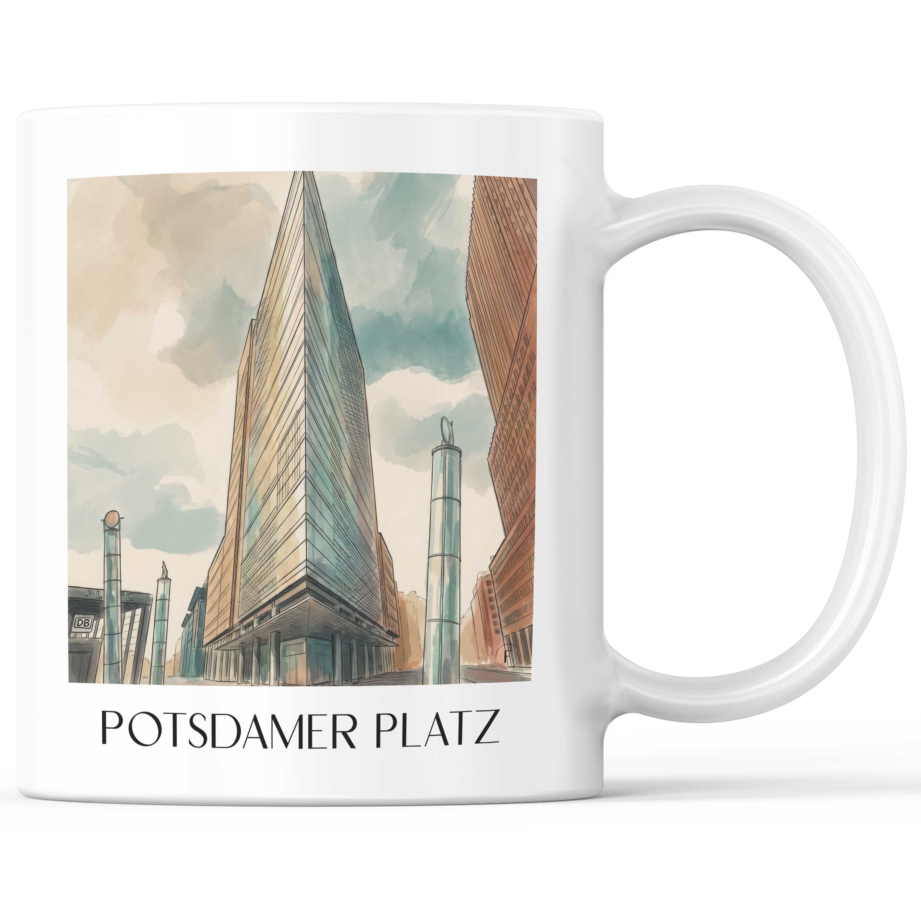 Potsdamer Platz Kaffeebecher - Berlin - Deutschland Becher - Kaffeetasse im Aquarell Stil - favplace
