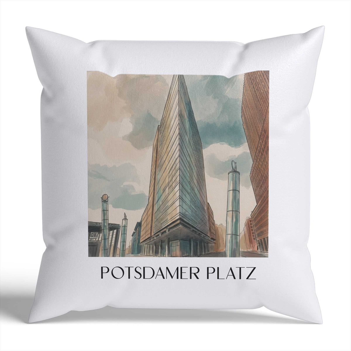 Potsdamer Platz Kissenhülle - Zierkissen Bezug - Berlin - Deutschland Kissen bzw. Kissenbezug im Aquarell Stil - favplace