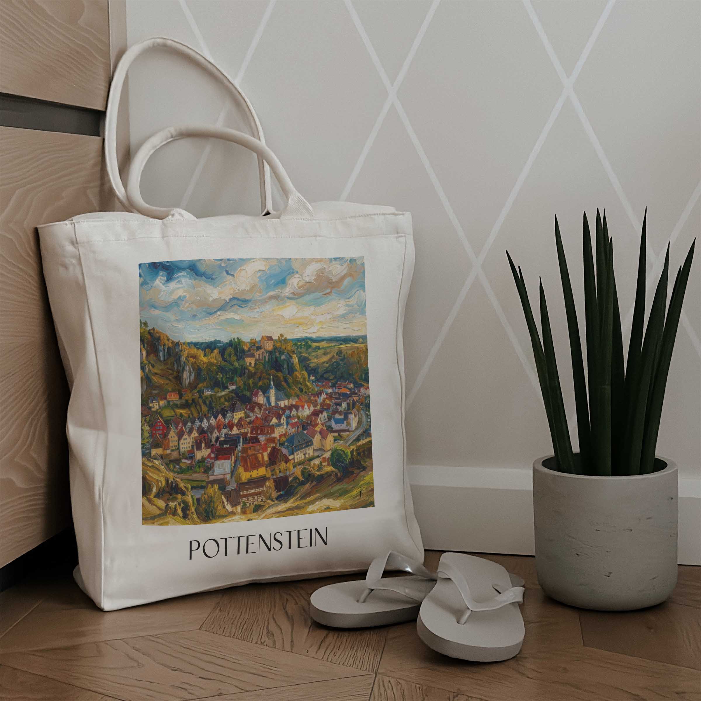 pottenstein-oberfranken-deutschland-einkaufstasche-oil-painting-oelgemaelde