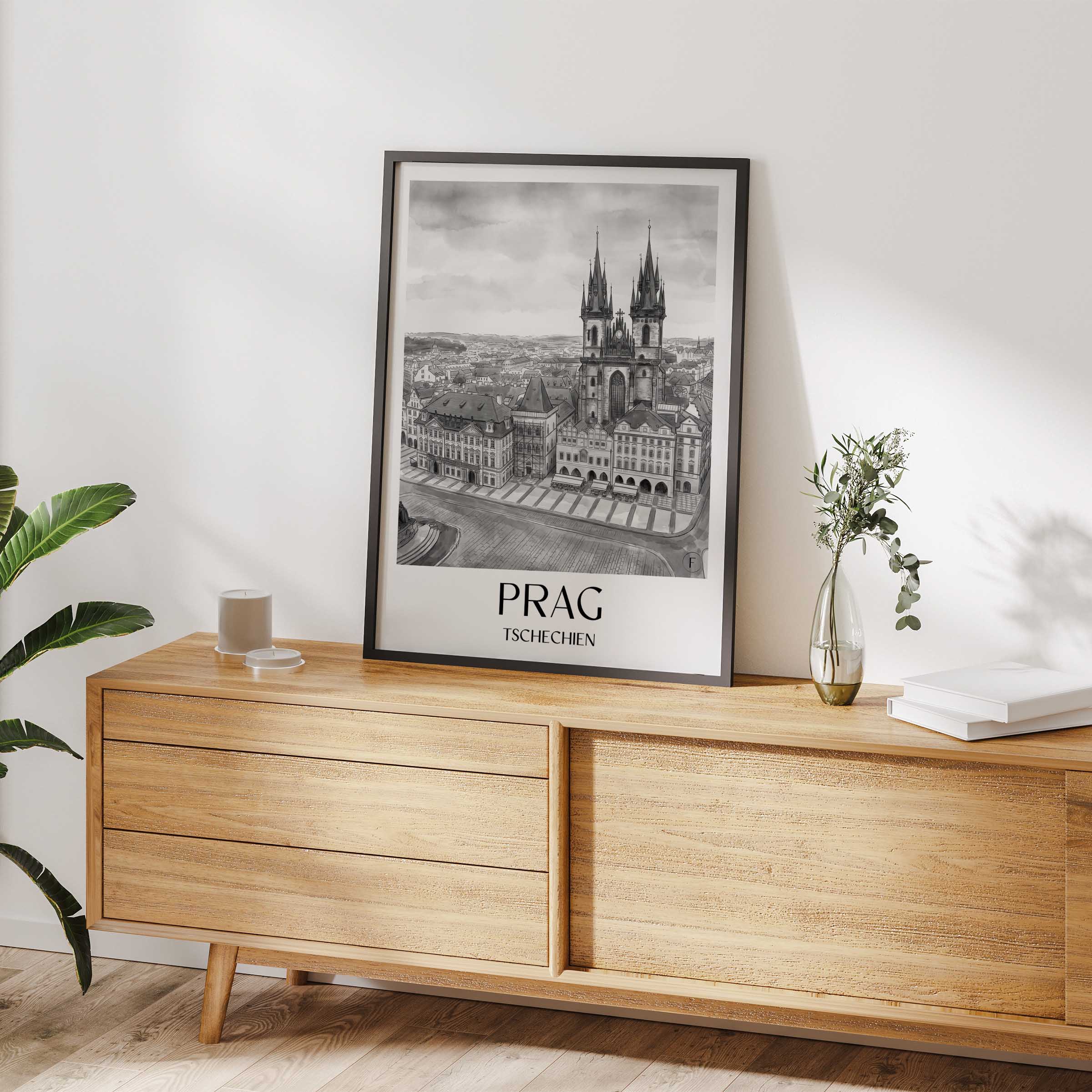 prag-tschechien-poster-aquarell-schwarz-weiss