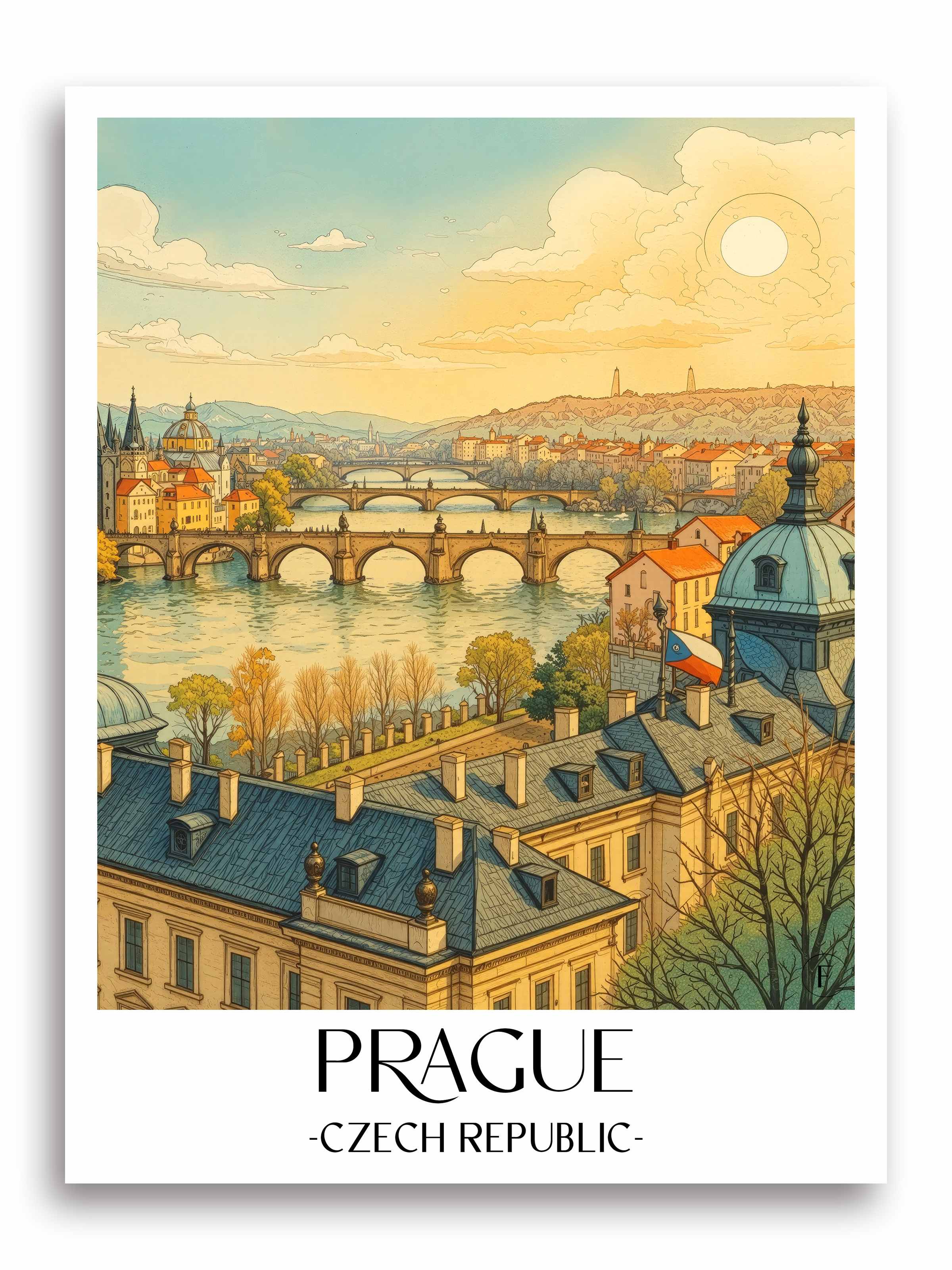 Prag Poster - Tschechien Kunstdruck - Aquarell von A4 bis A1 - favplace
