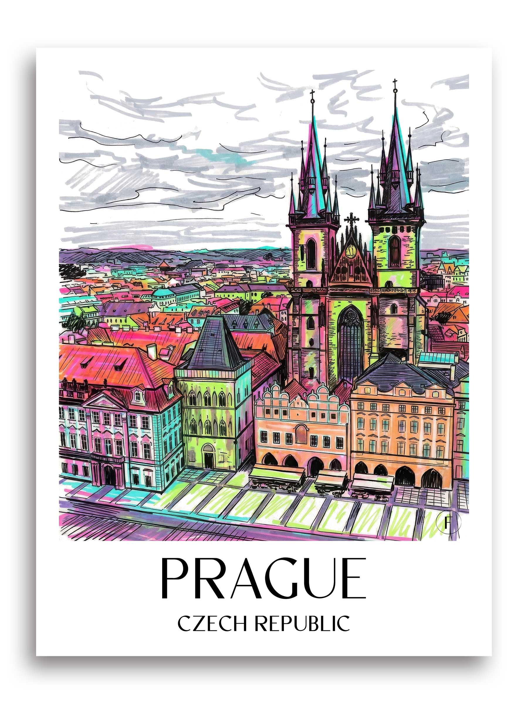 Prag Poster - - Tschechien Kunstdruck - Tag Graffiti von A4 bis A1 - favplace
