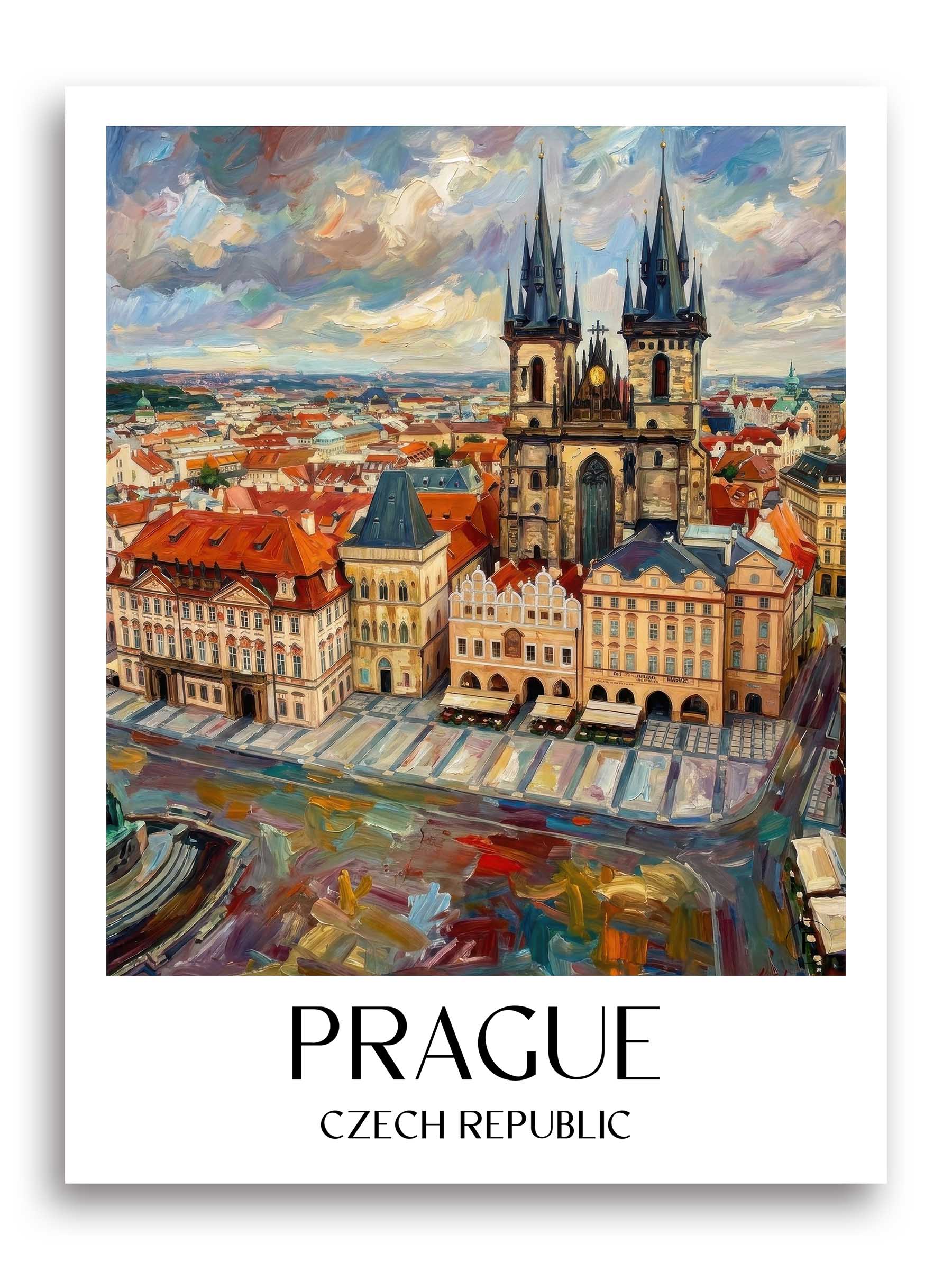Prag Poster - - Tschechien Kunstdruck - Ölgemälde von A4 bis A1 - favplace