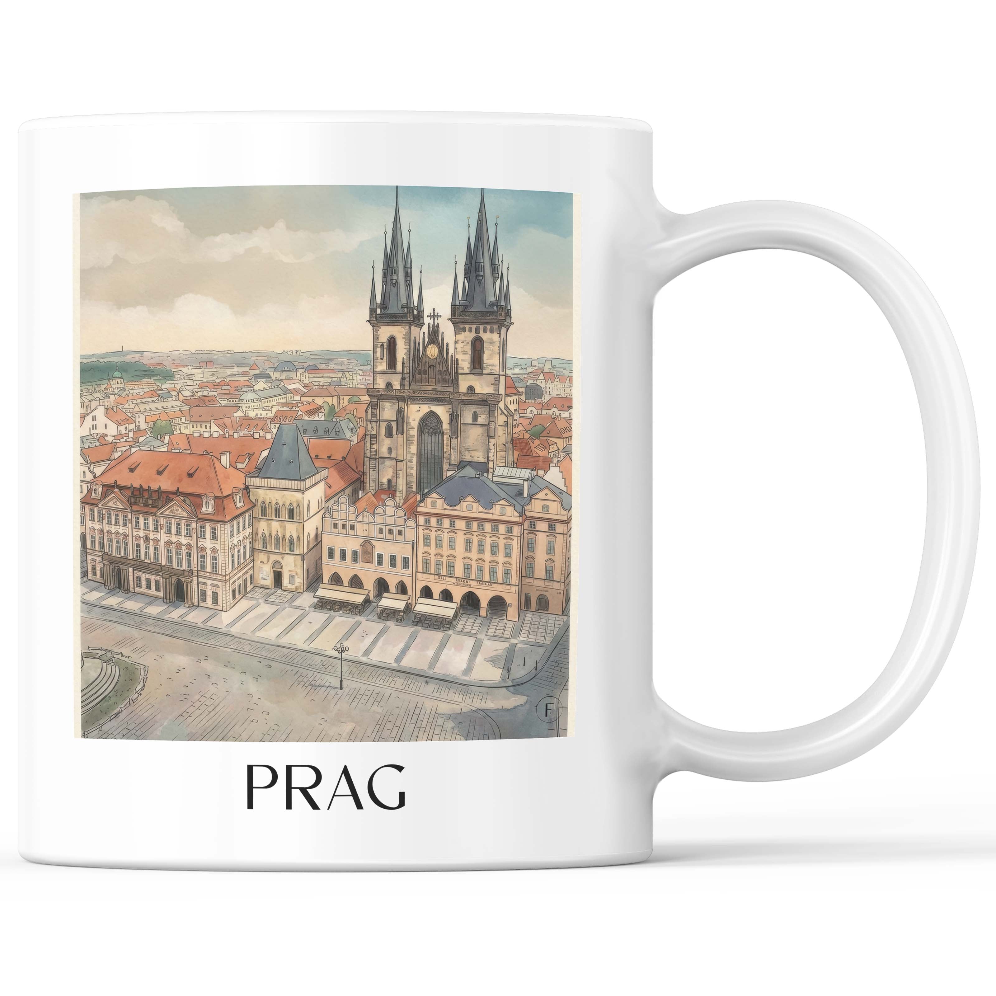 Prag - Tschechien Becher - Kaffeetasse im Aquarell Stil - favplace