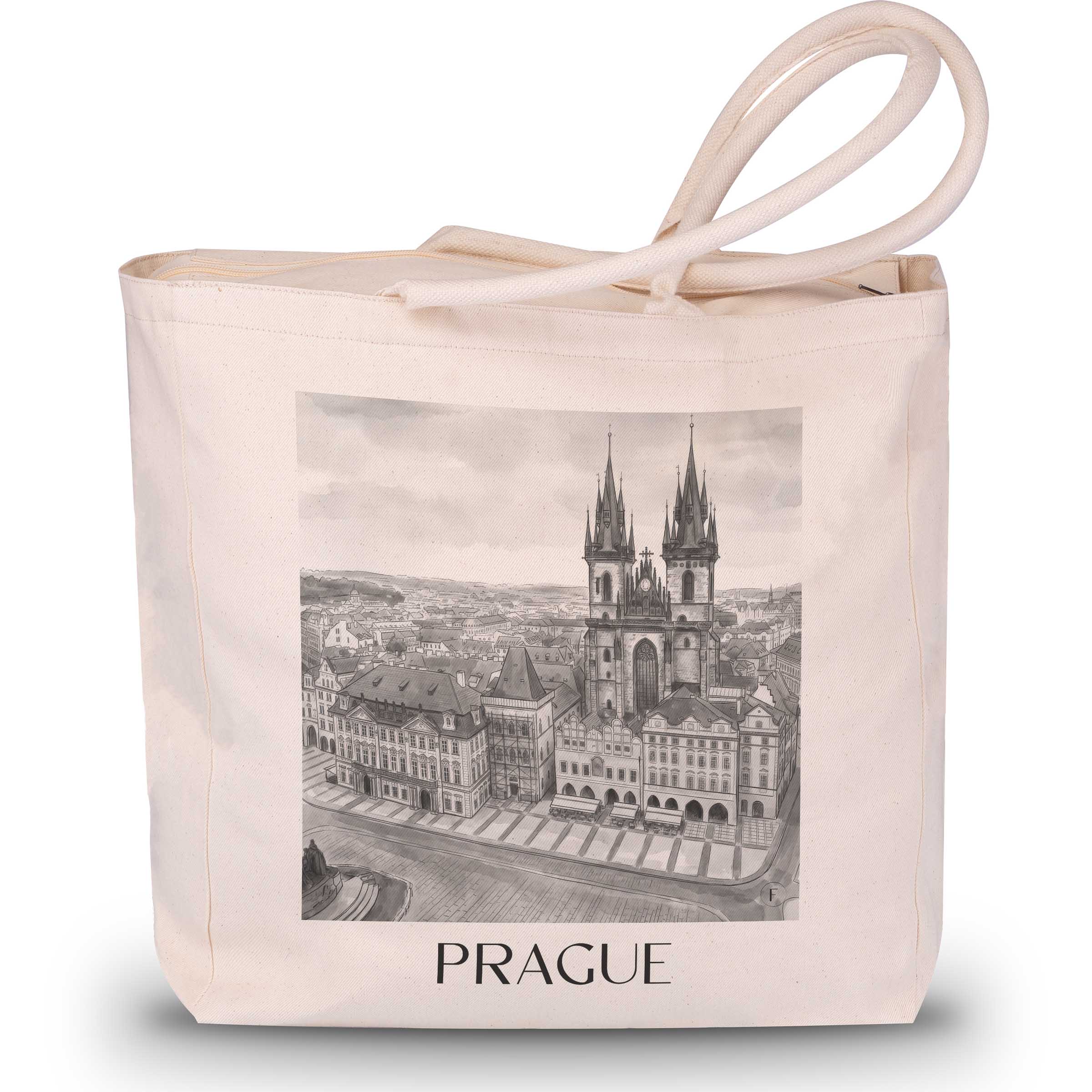 Prag - Tschechien Tote Bag - Einkaufstasche im Aquarell Schwarz-Weiß Stil - favplace