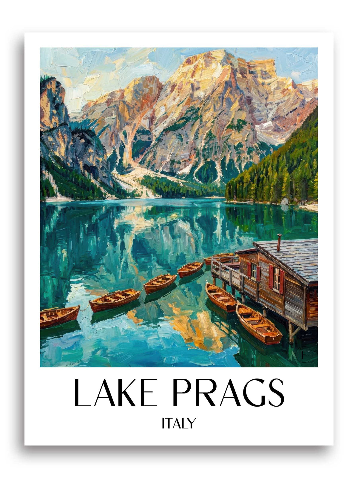 Pragser Wildsee Poster - Südtirol - Italien Kunstdruck - Ölgemälde von A4 bis A1 - favplace